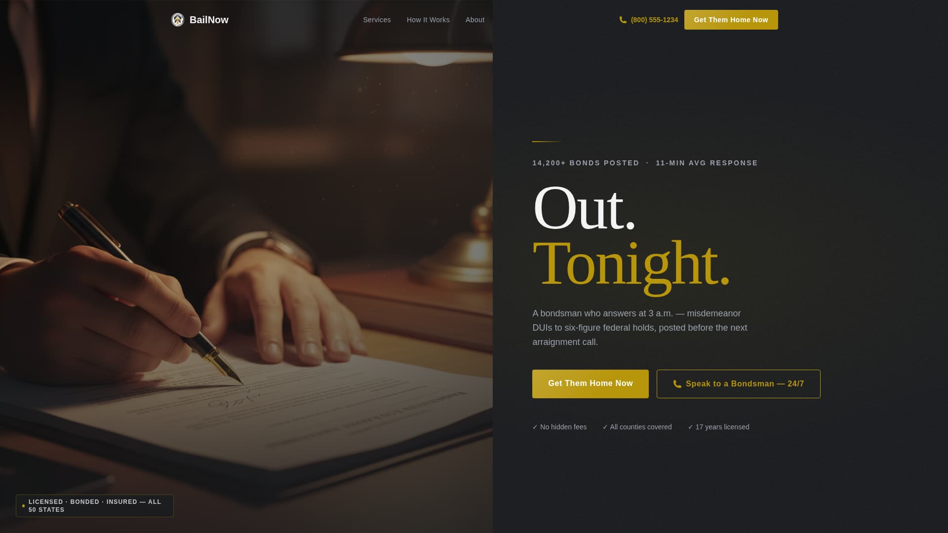 Bailnow - Authoritative Bondsman Landing Page Template