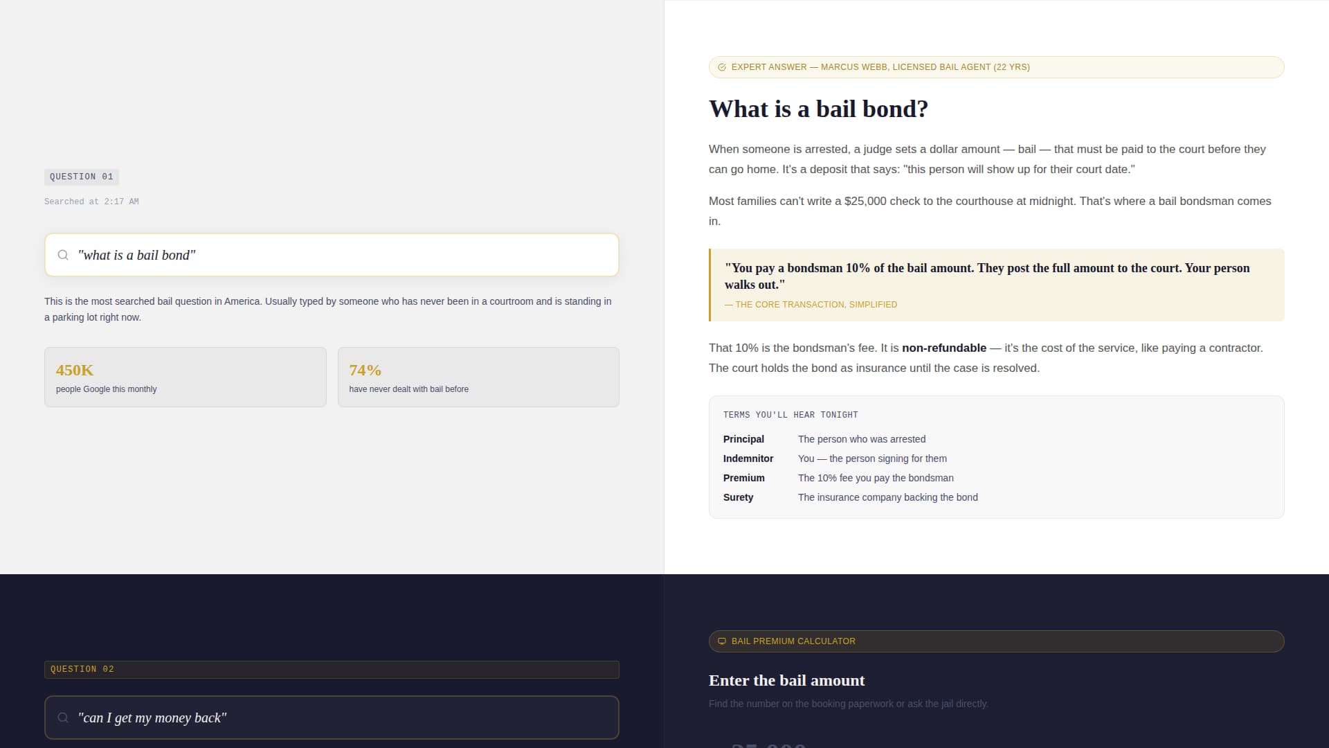 Bondguide - Authoritative Bailbondsman Landing Page Template