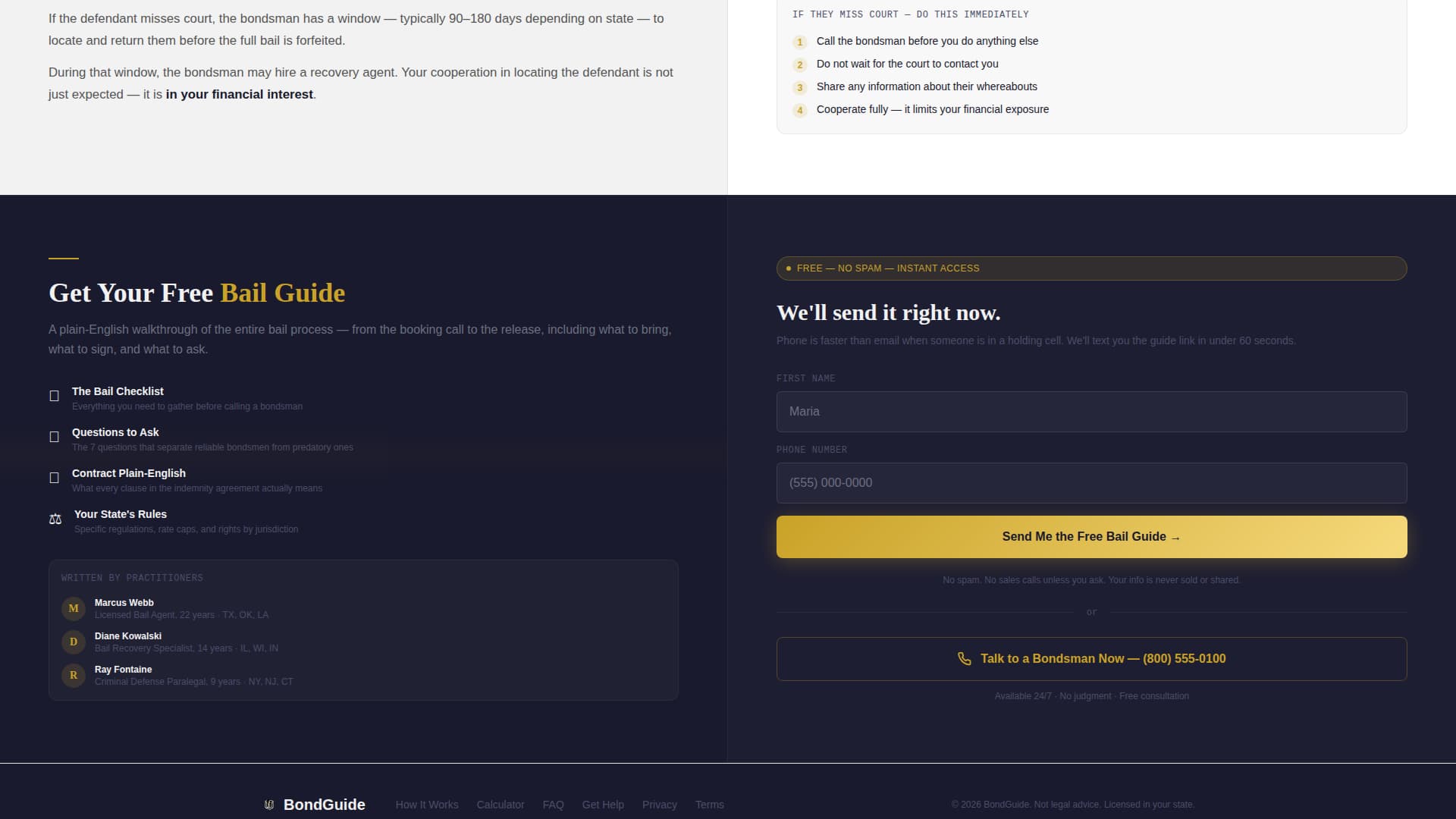 Bondguide - Authoritative Bailbondsman Landing Page Template