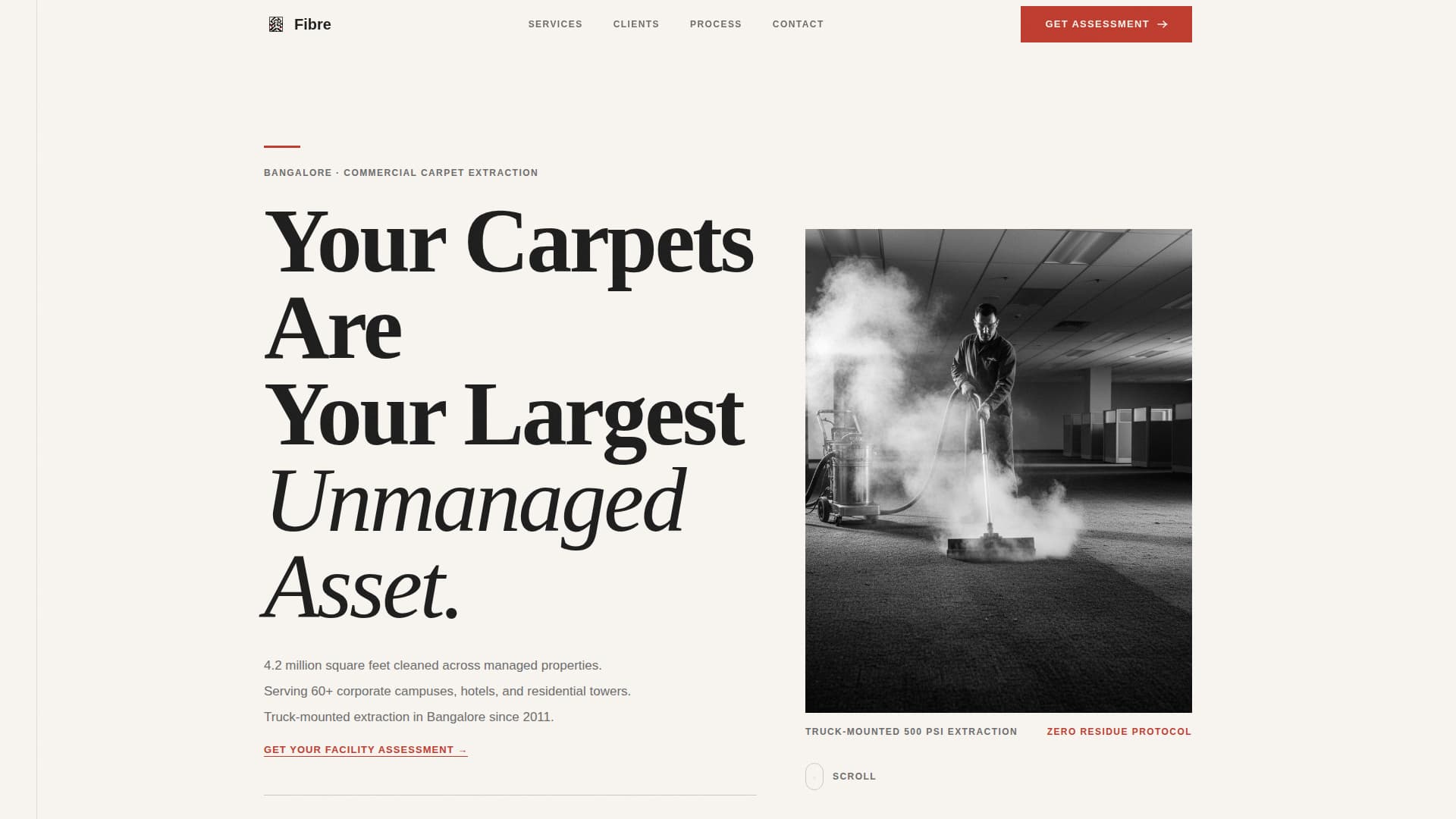 Fibre - Editorial Carpetcleaning Landing Page Template