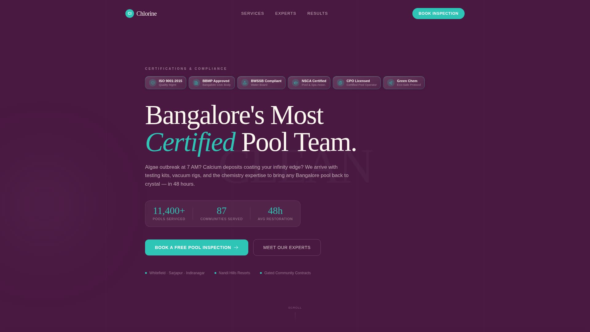 Chlorine - Certified Poolcleaning Landing Page Template