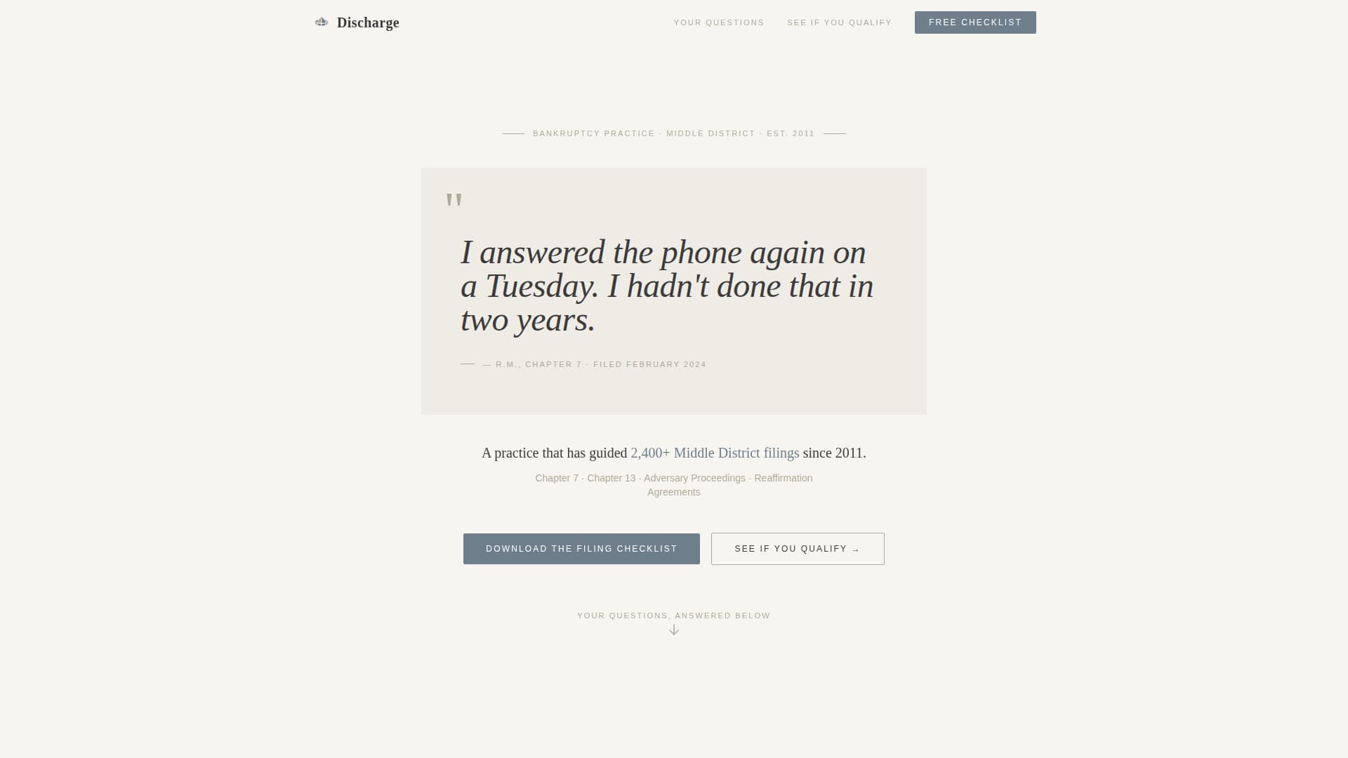 Discharge - Authoritative Bankruptcy Landing Page Template