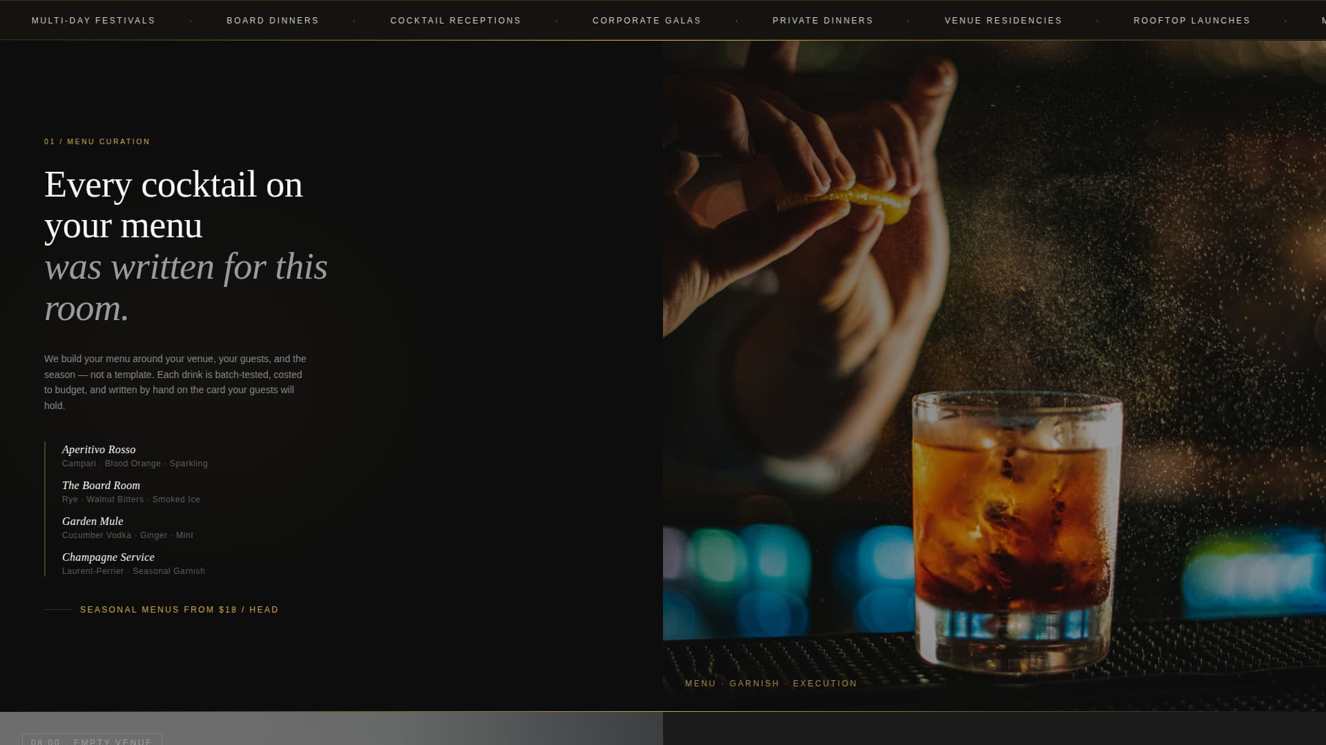 Pour - Elite Bartender Landing Page Template