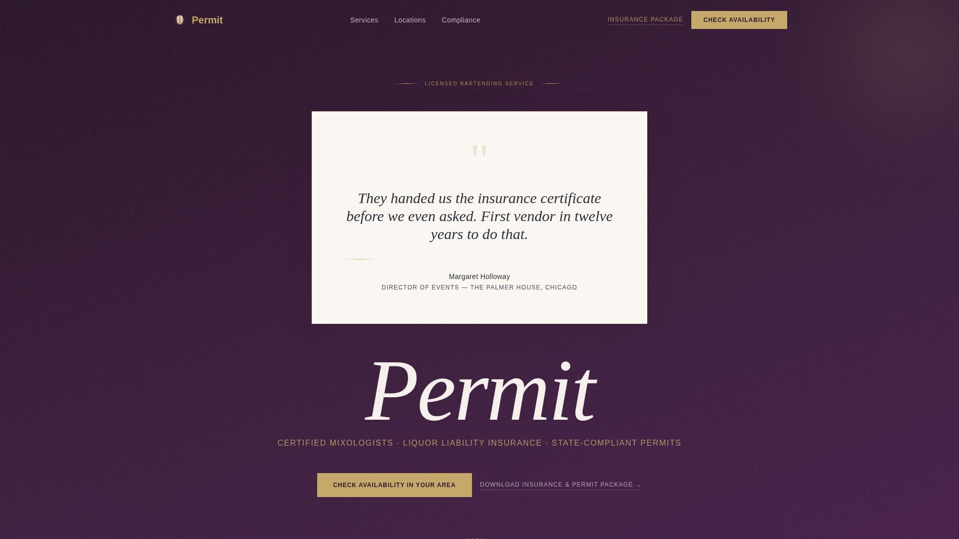 Permit - Authoritative Bartender Landing Page Template