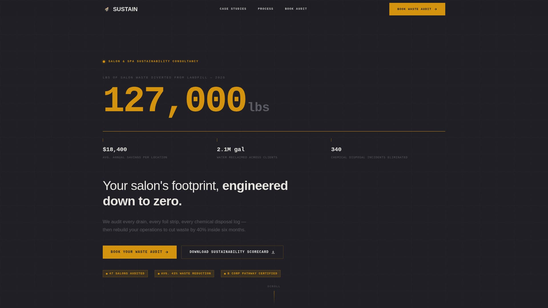 Sustain - Precision Salonsustainability Landing Page Template