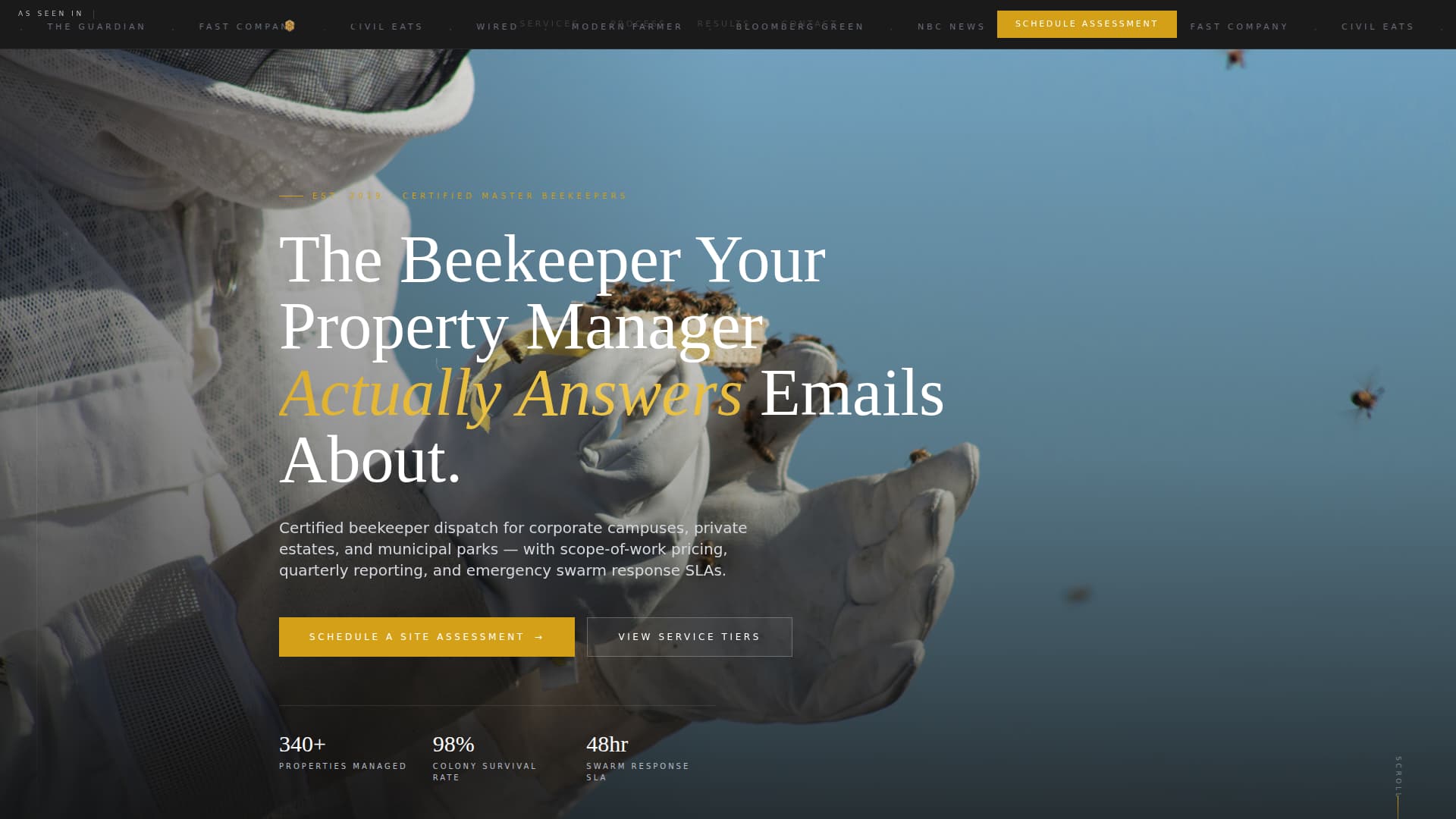 Apiary - Executive Beekeeper Landing Page Template