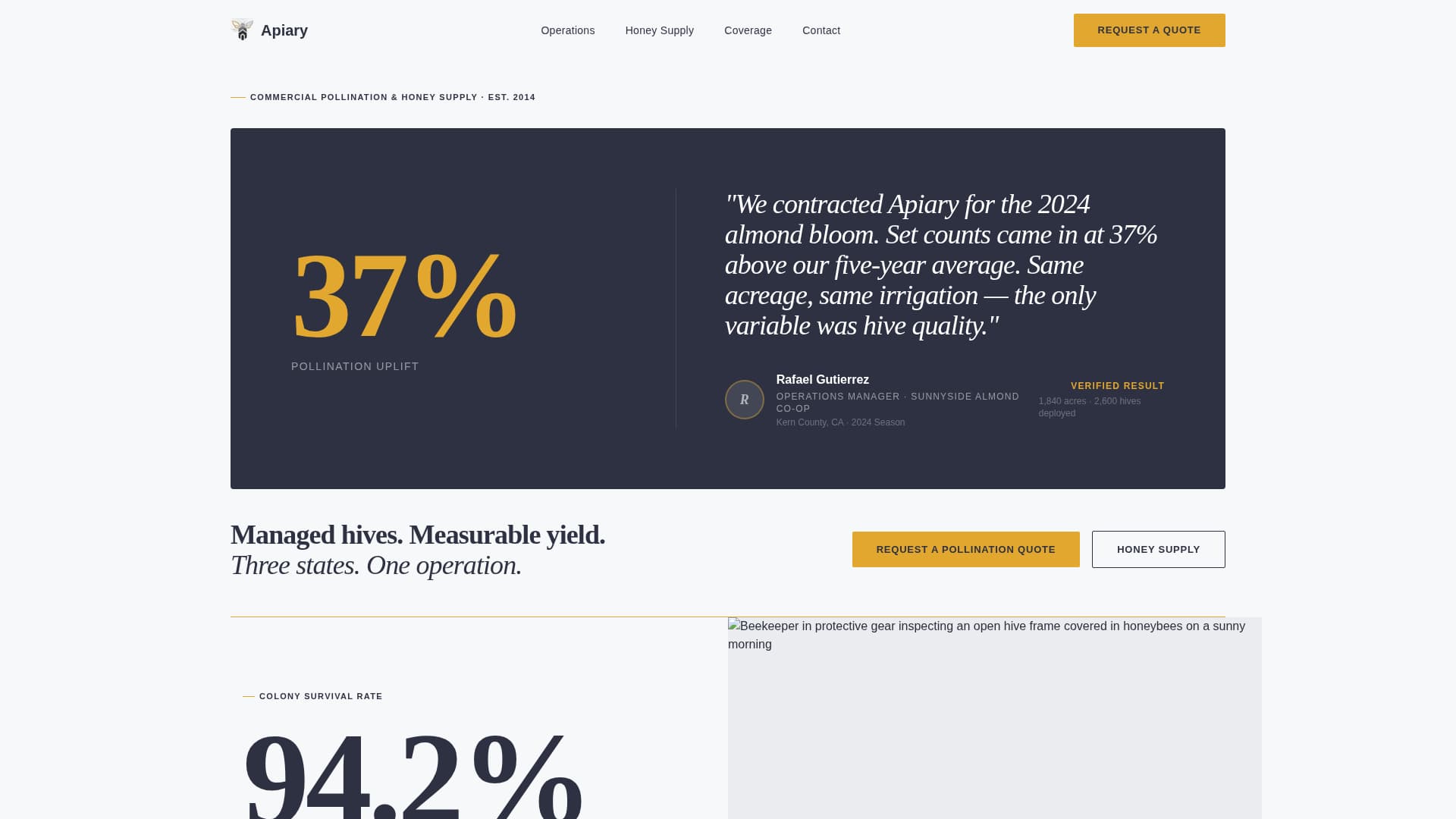Apiary - Precision Beekeeper Landing Page Template