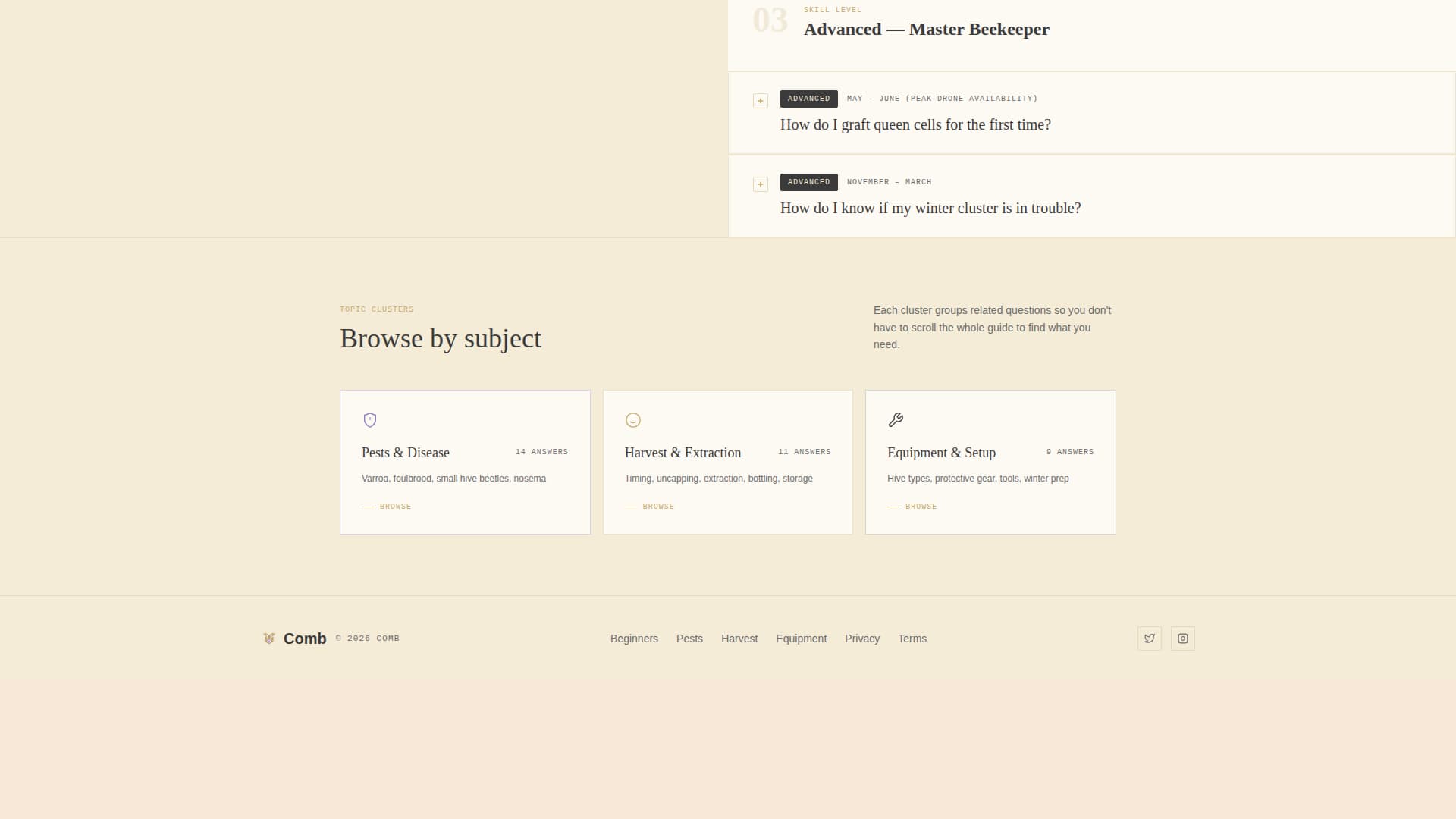 Comb - Authoritative Beekeeper Landing Page Template