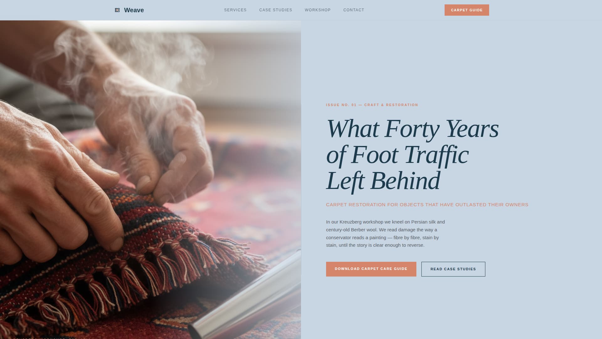 Weave - Editorial Carpetcleaning Landing Page Template