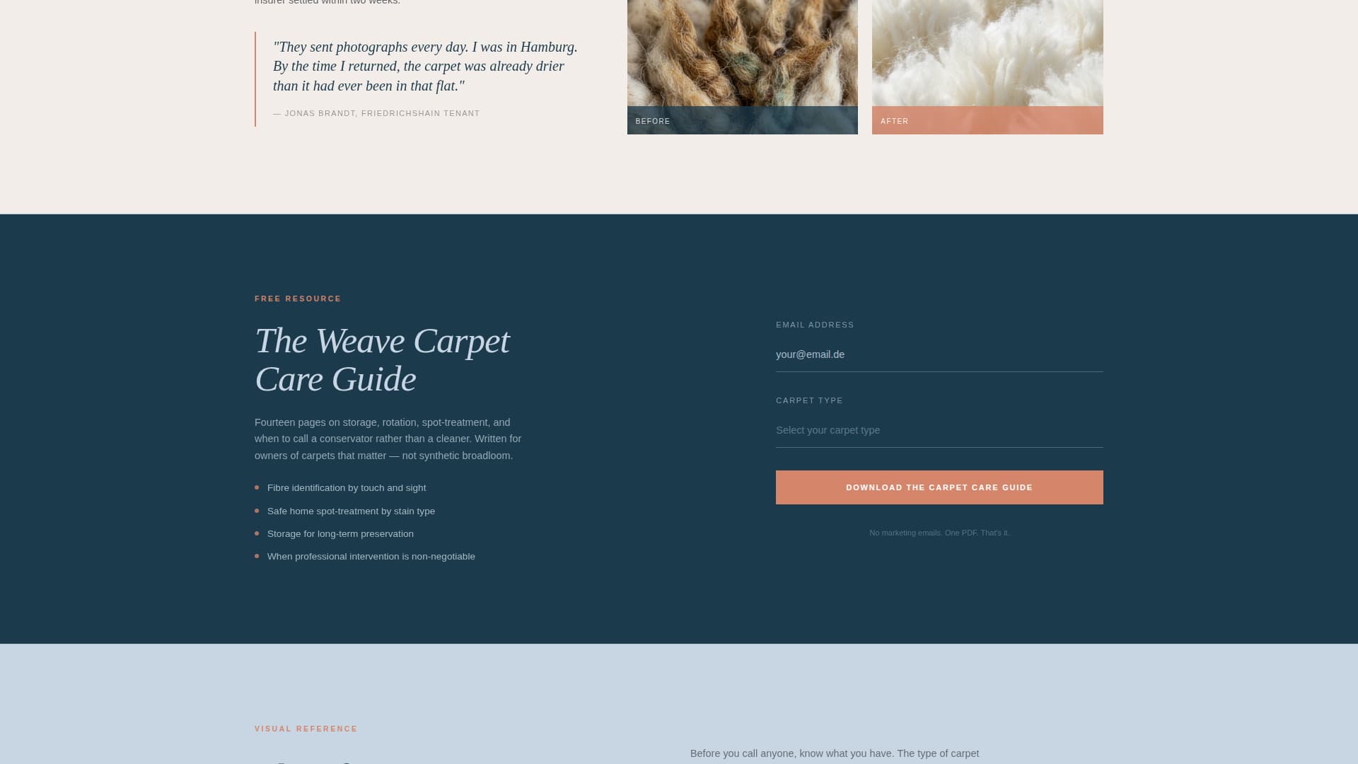 Weave - Editorial Carpetcleaning Landing Page Template