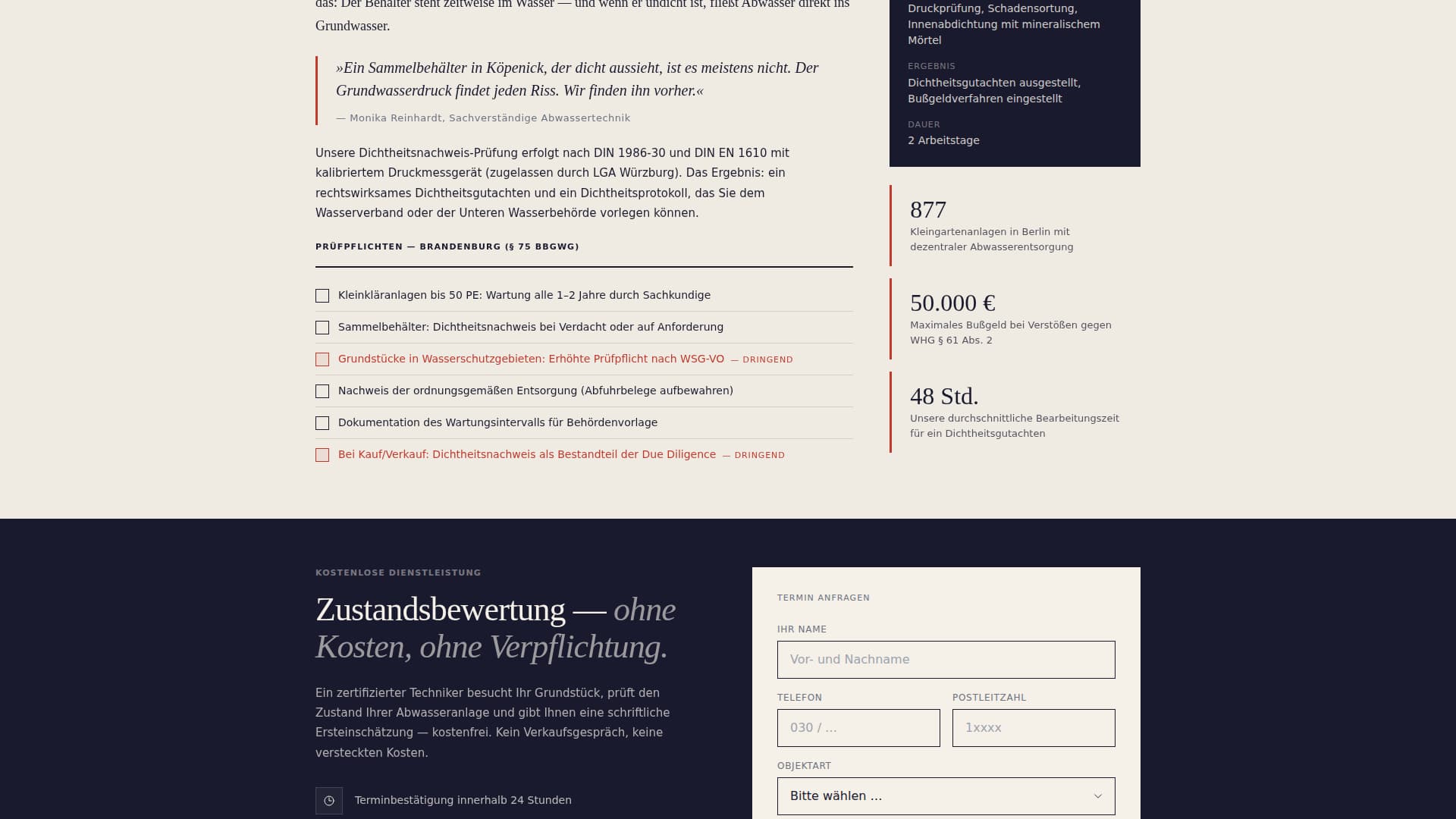 Abwasser - Precision Septic Landing Page Template