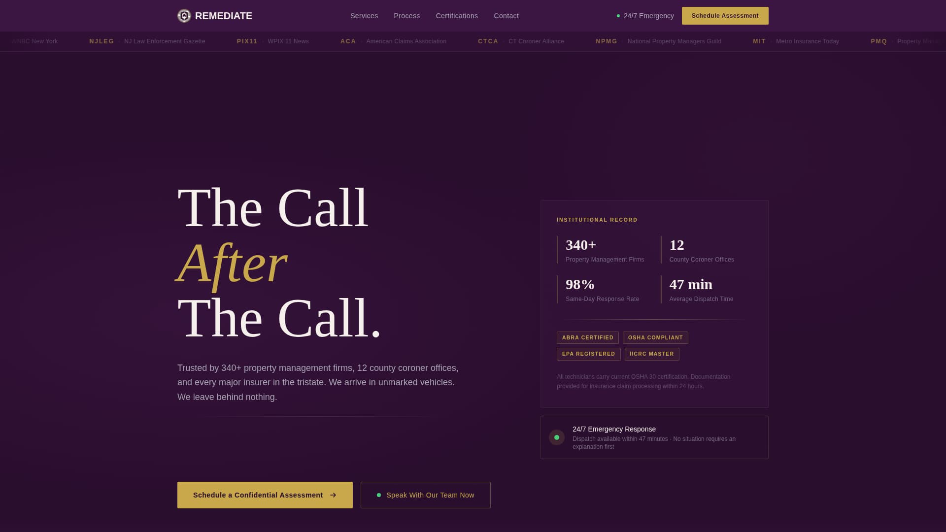 Remediate - Trusted Biohazard Landing Page Template