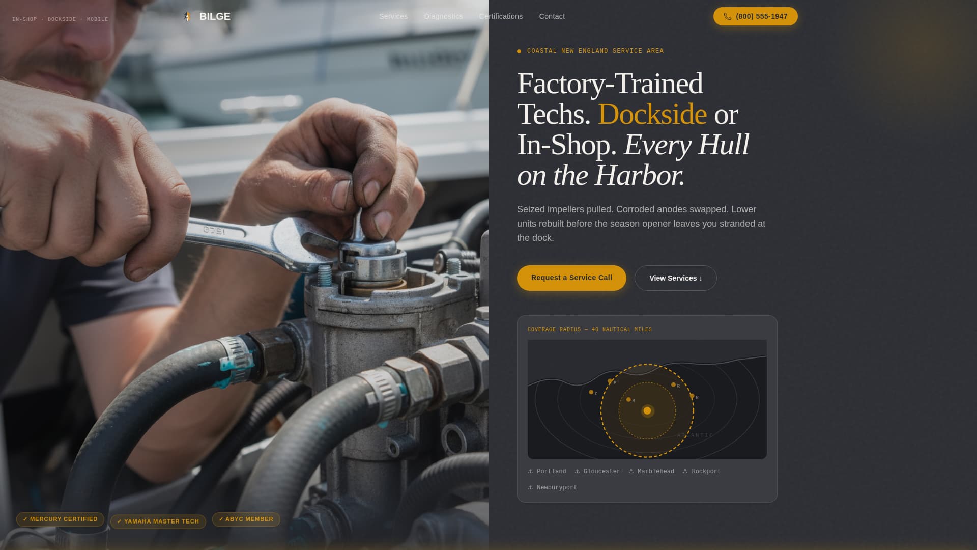 Boat Mechanic (Marine) Business Professional Website Template
