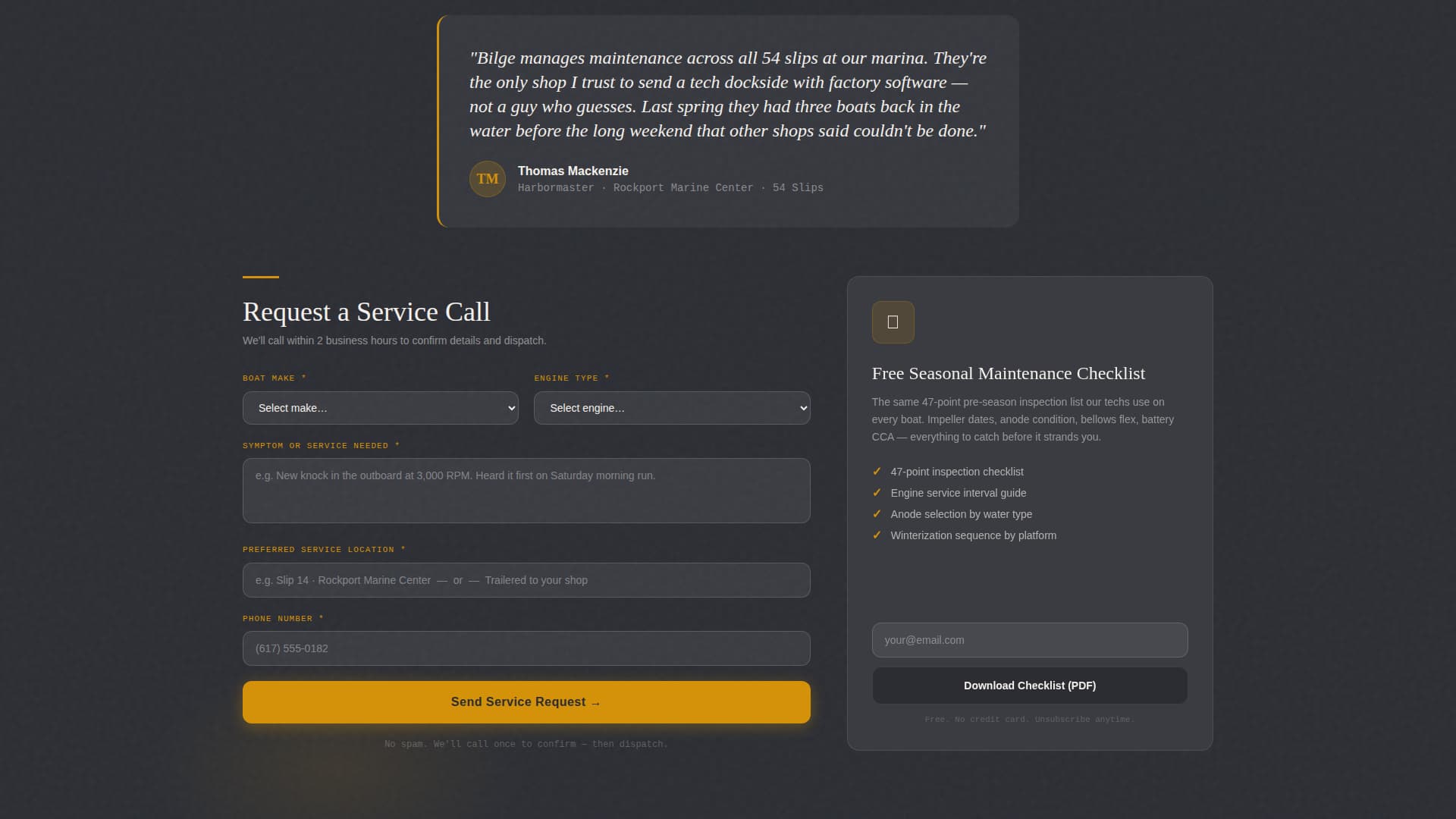 Boat Mechanic (Marine) Business Professional Website Template
