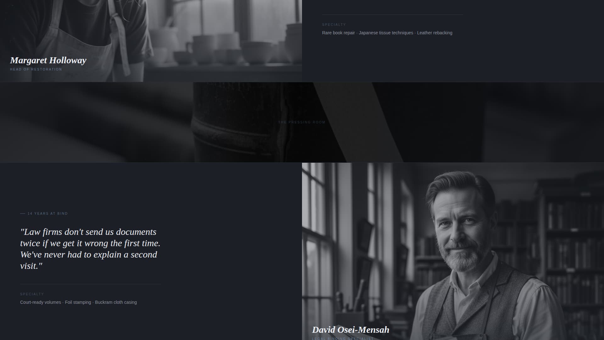 Bind - Authoritative Bookbinder Landing Page Template