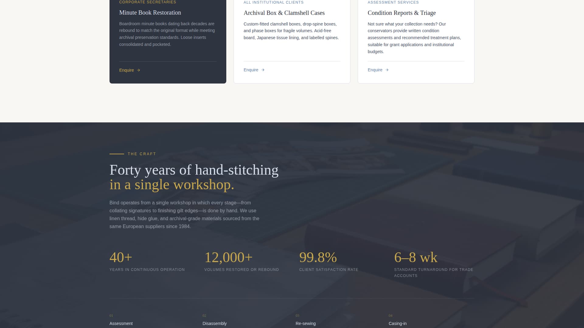 Bind - Precision Bookbinder Landing Page Template