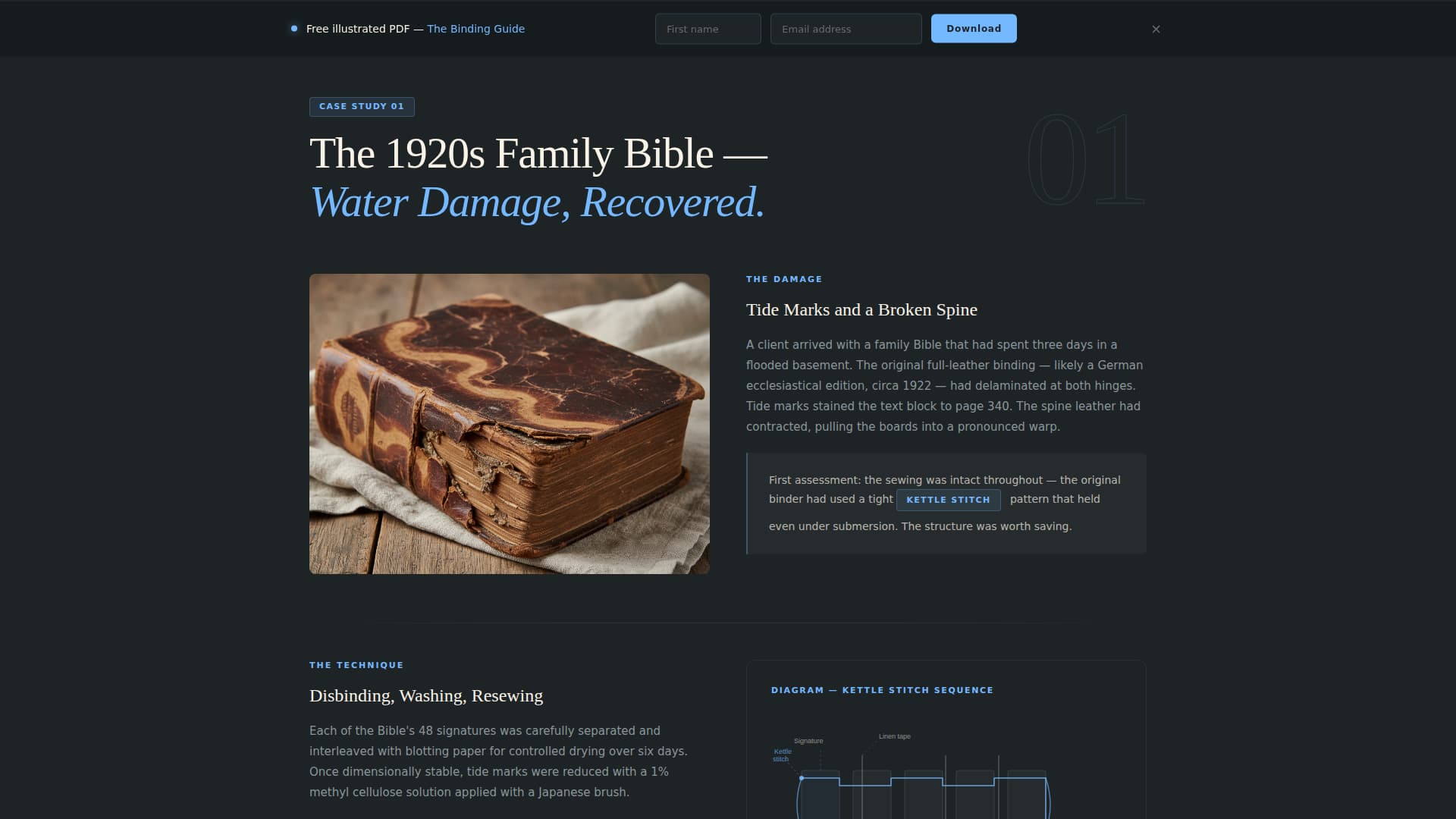 Bind - Timeless Bookbinder Landing Page Template
