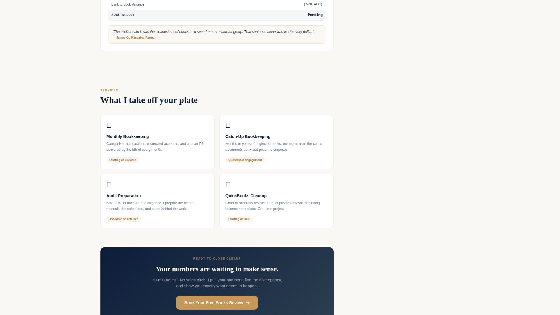 Ledger - Authoritative Bookkeeper Landing Page Template
