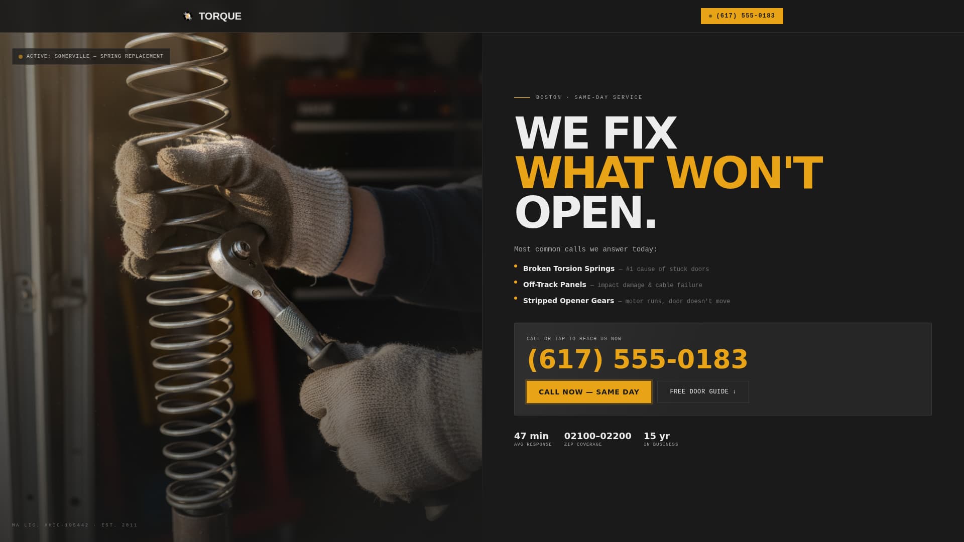 Torque - Reliable Garagedoor Landing Page Template