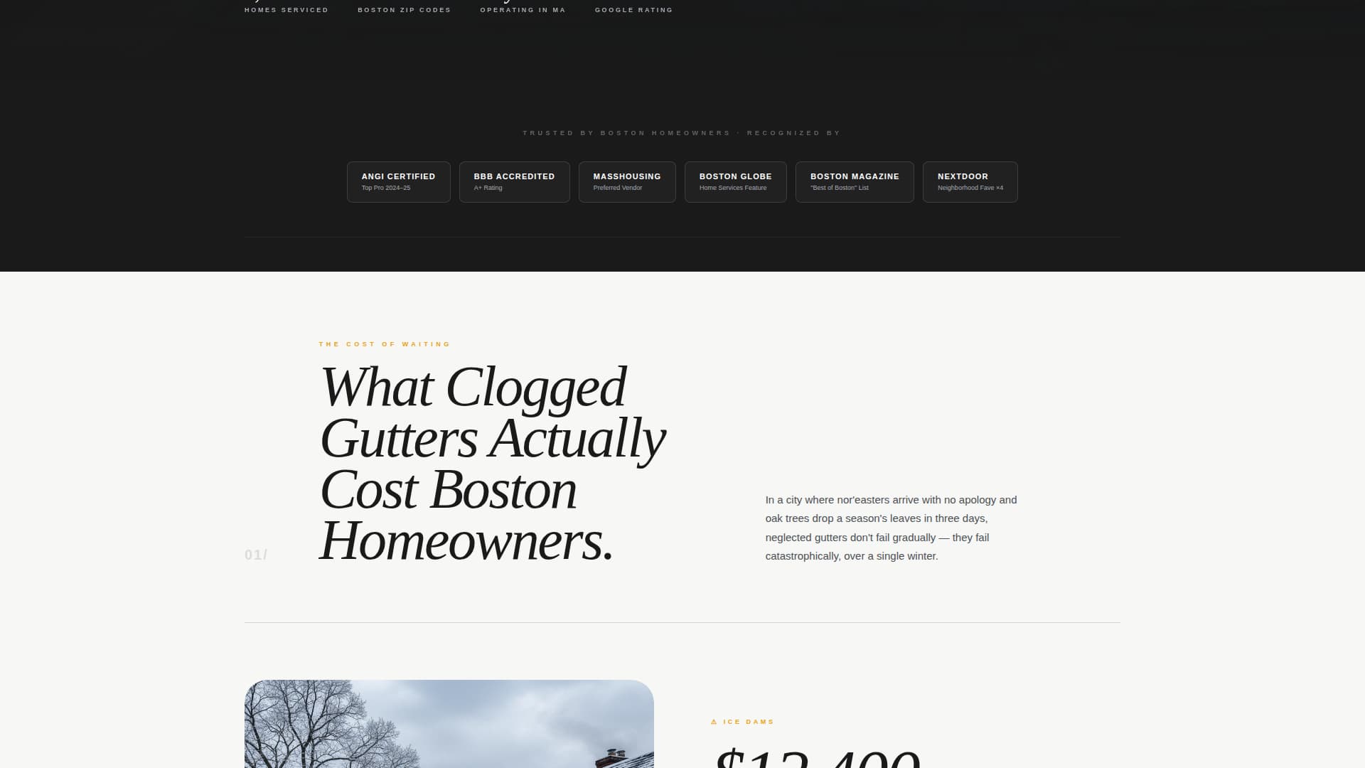 Gutterpro - Authoritative Boston Landing Page Template