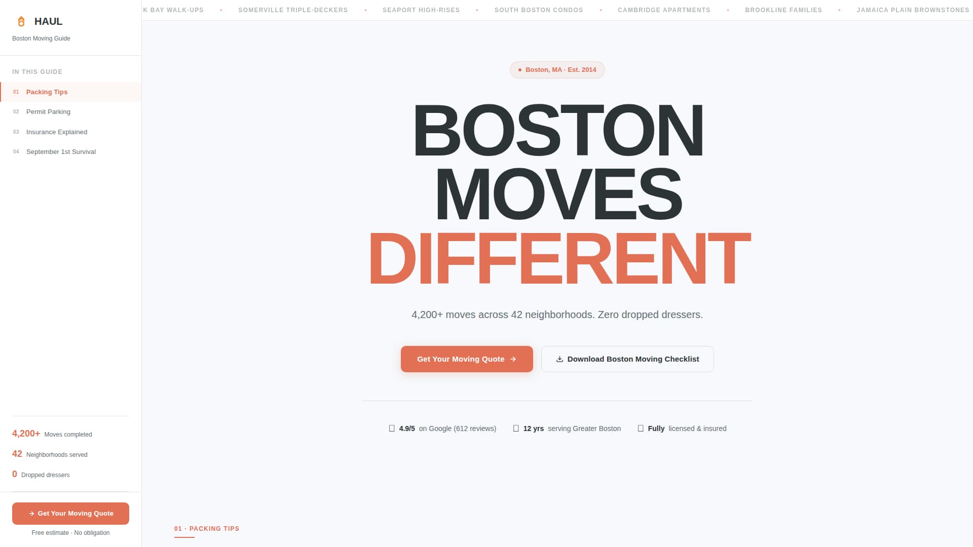 Haul - Trusted Moving Landing Page Template