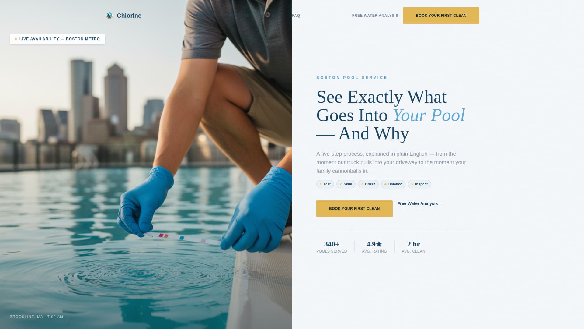Crystal — Transparent Pool Maintenance Landing Page Template