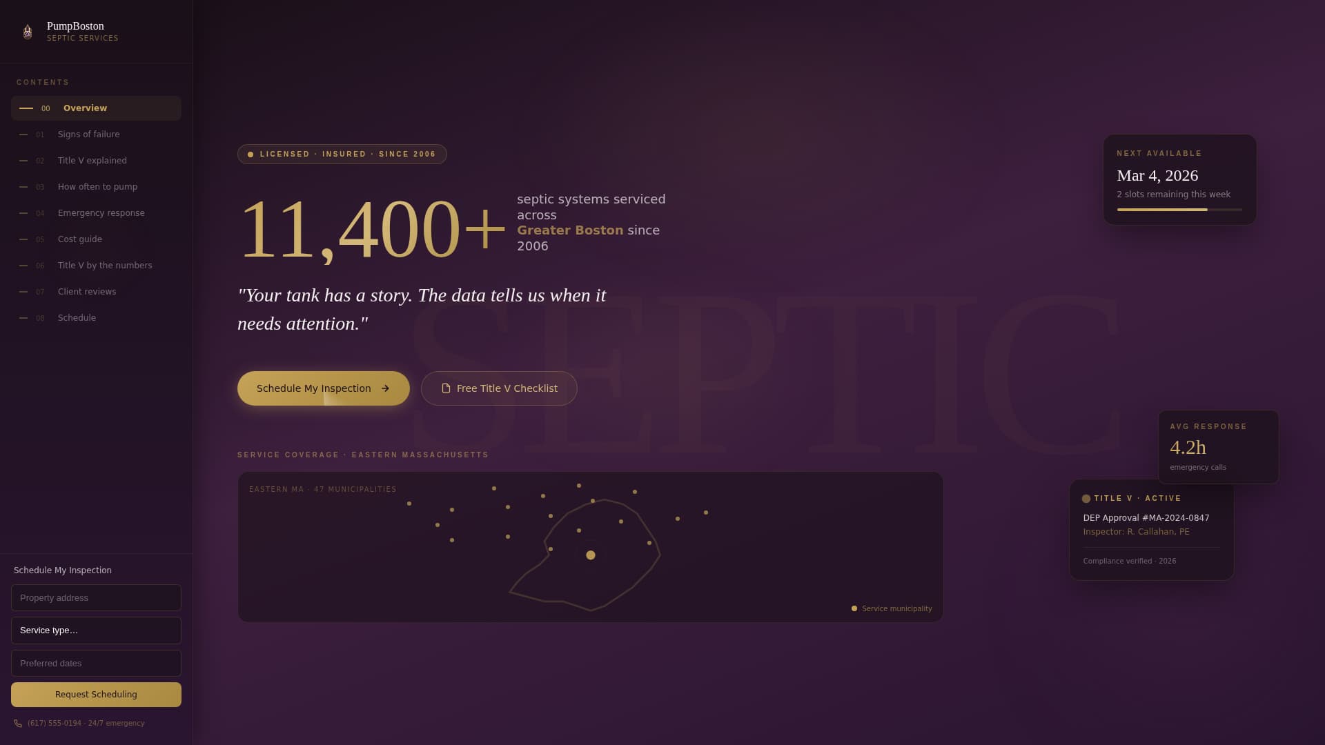 Pumpboston - Authoritative Septic Landing Page Template