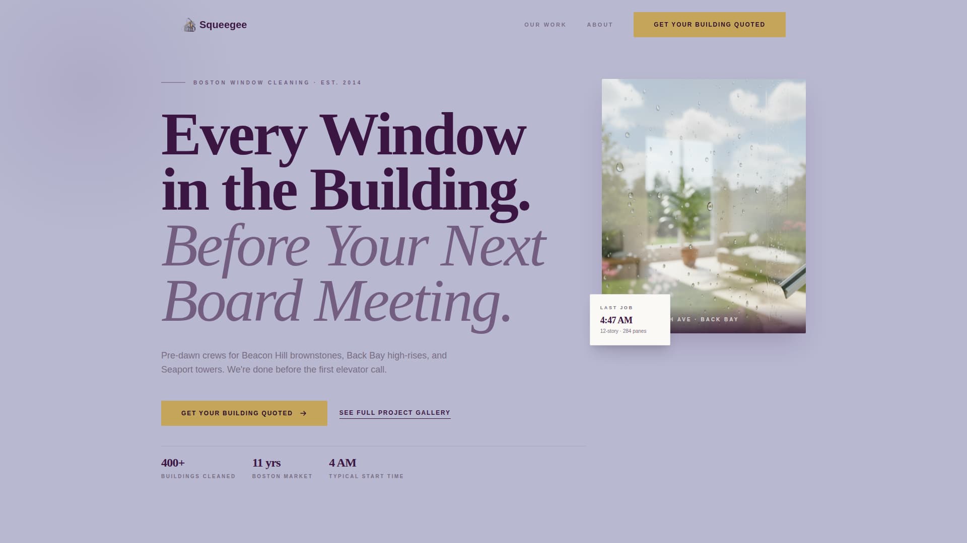 Squeegee - Reliable Windowcleaning Landing Page Template