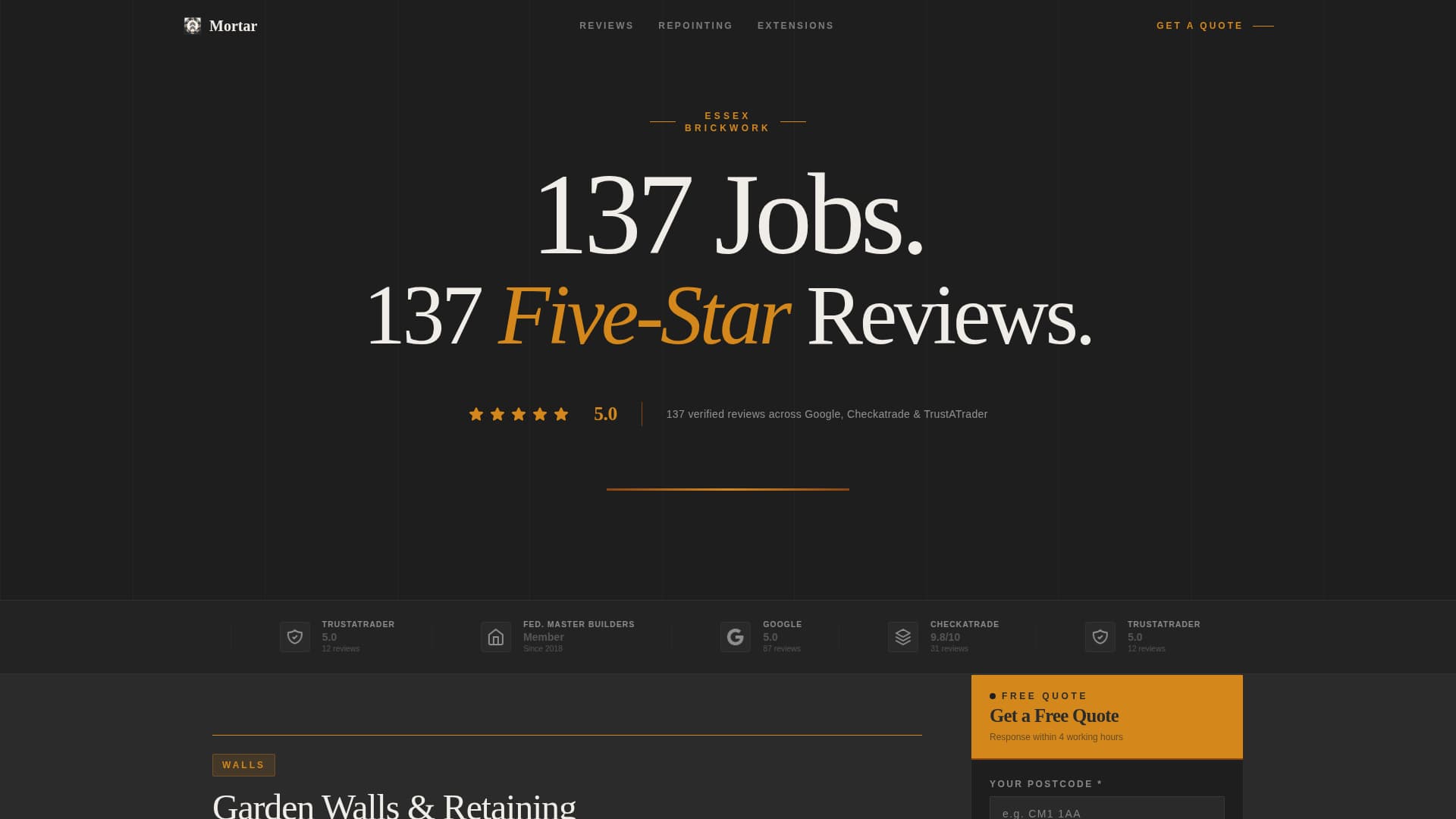 Bricklayer Business Reviews Website Template