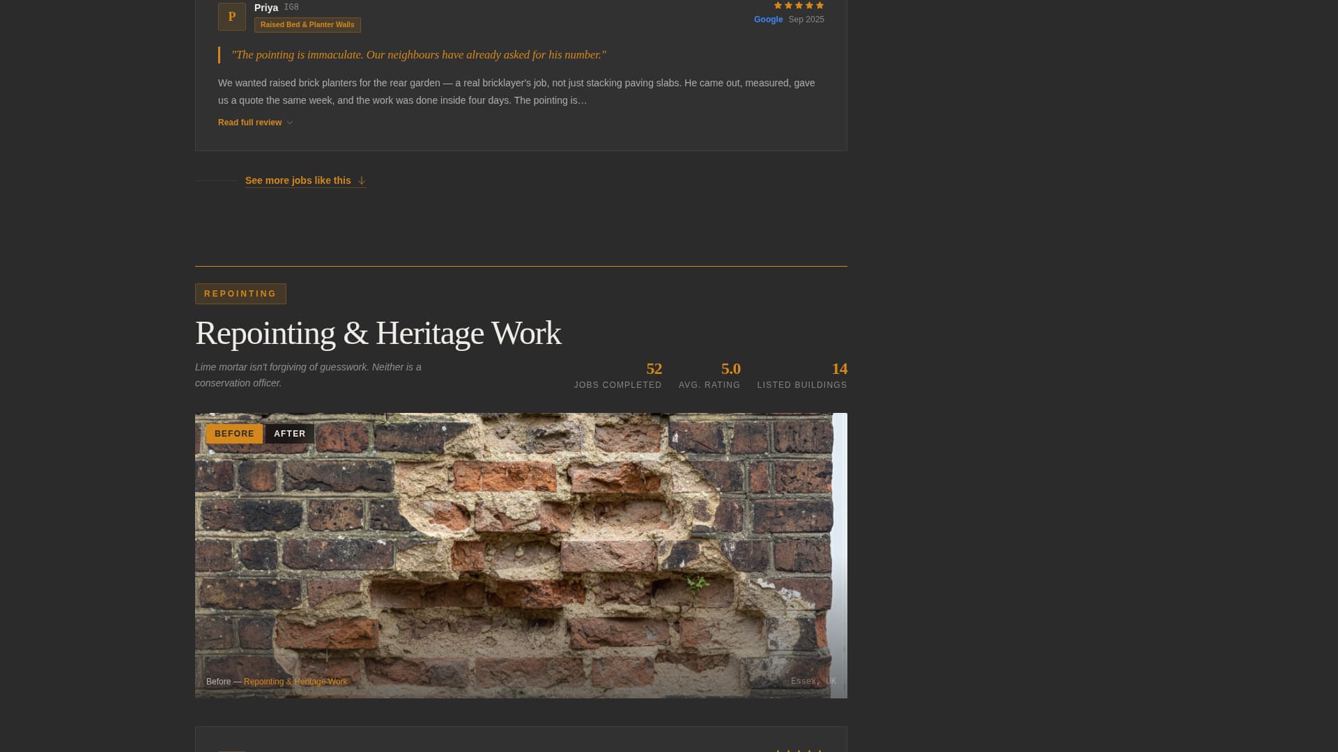 Bricklayer Business Reviews Website Template