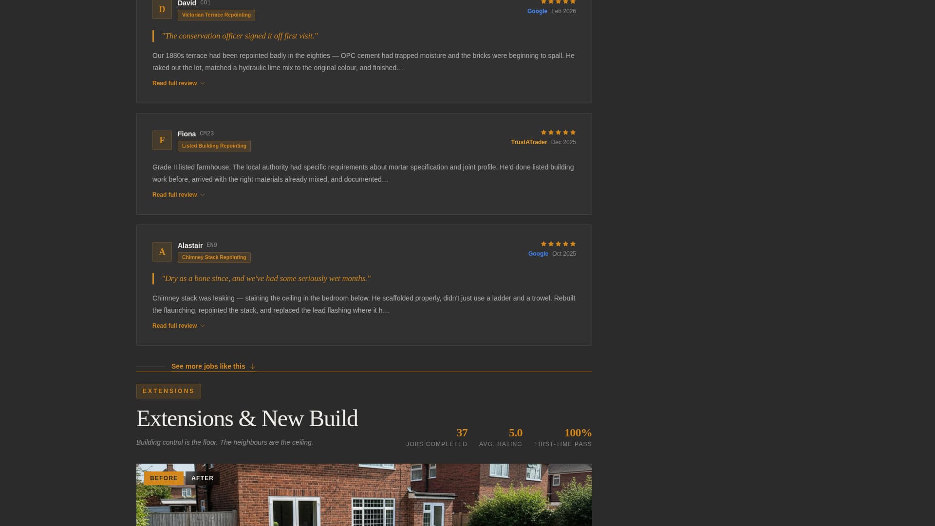 Bricklayer Business Reviews Website Template