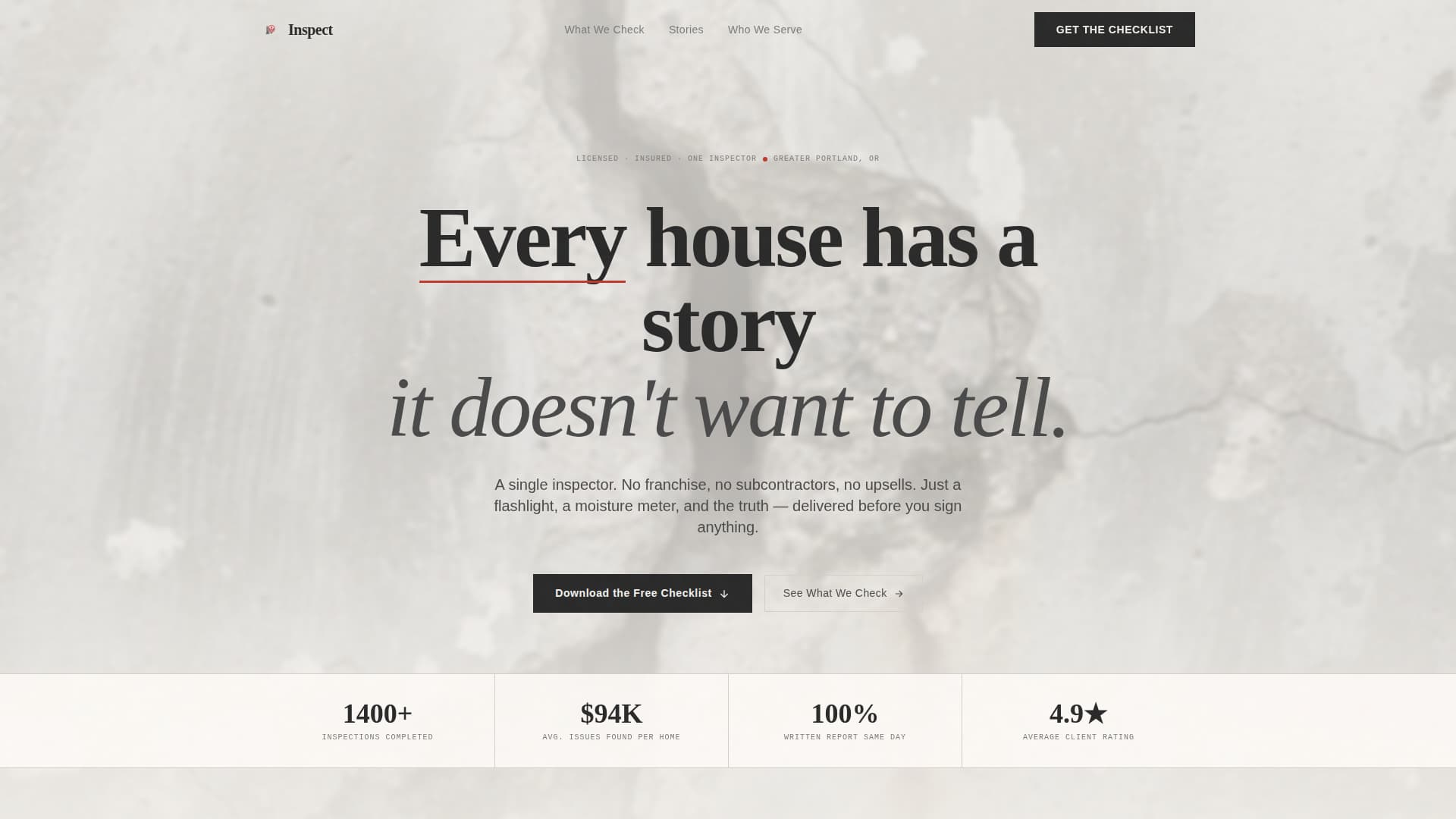 Inspect - Trustworthy Buildinginspector Landing Page Template