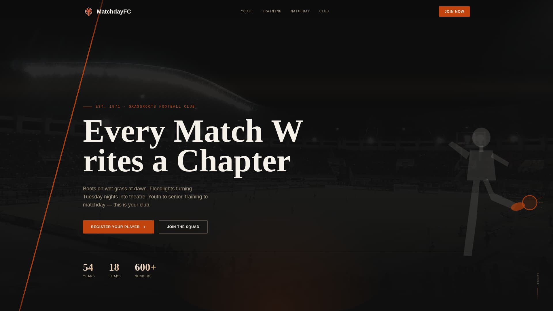 Matchday - Dynamic Soccer Landing Page Template