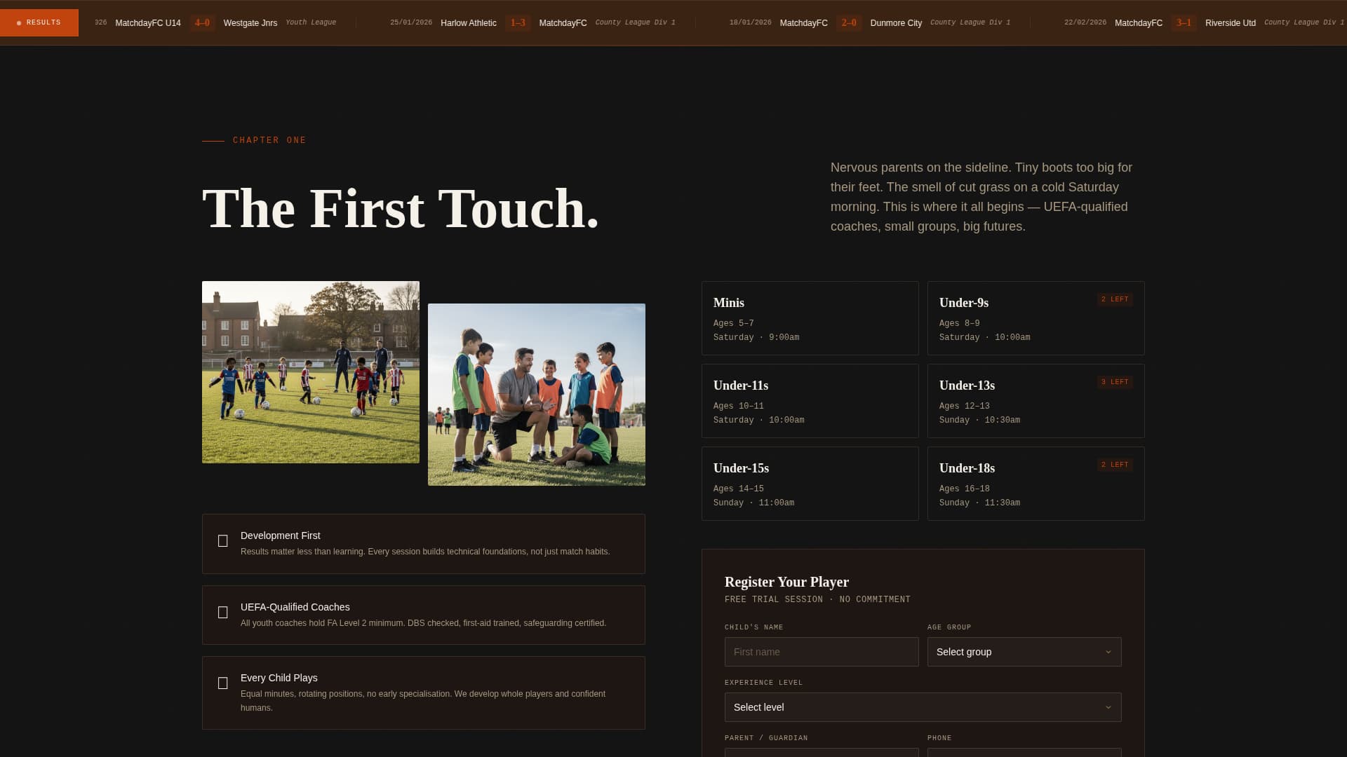 Matchday - Dynamic Soccer Landing Page Template