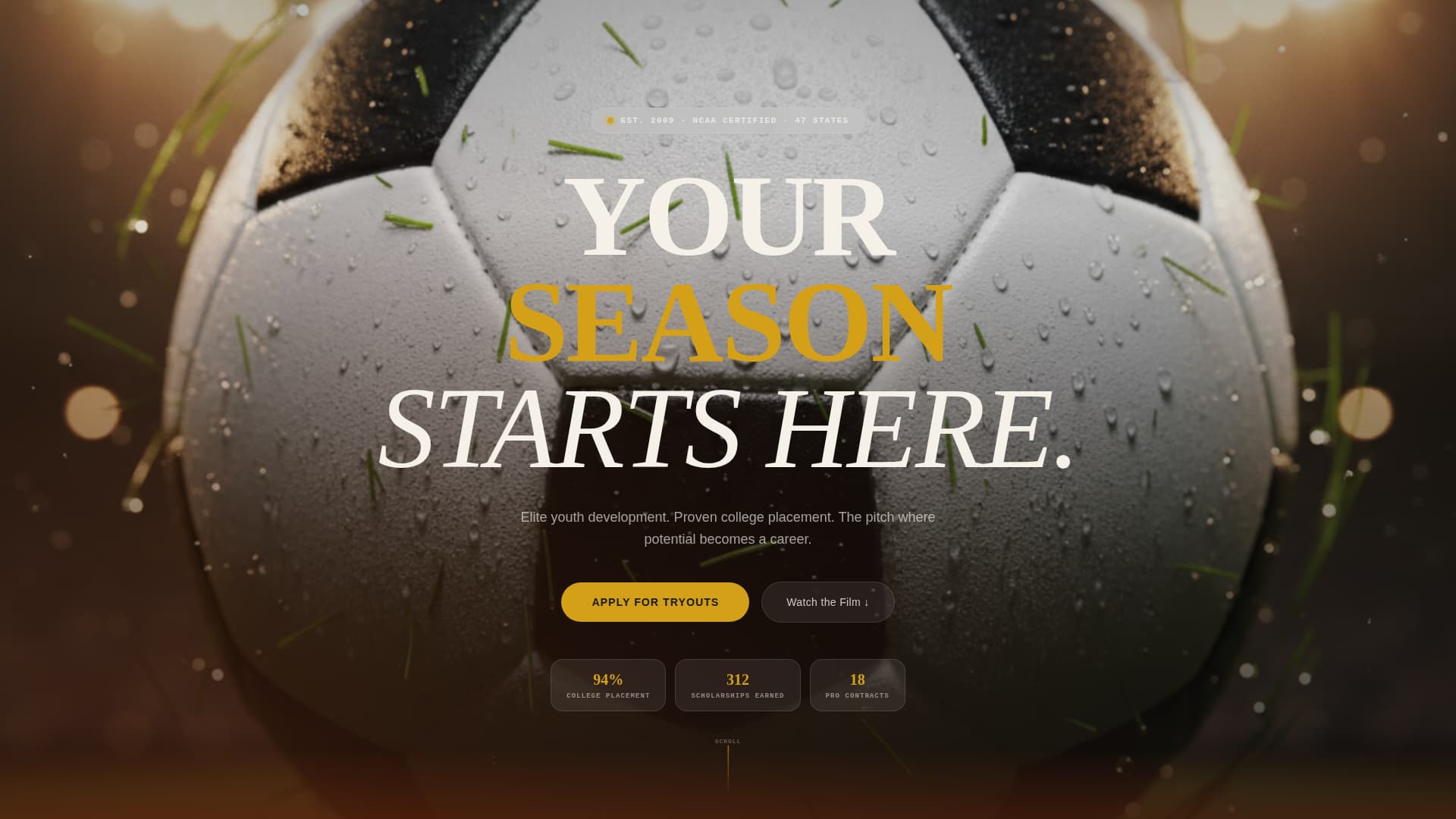 Pitch - Cinematic Soccer Landing Page Template