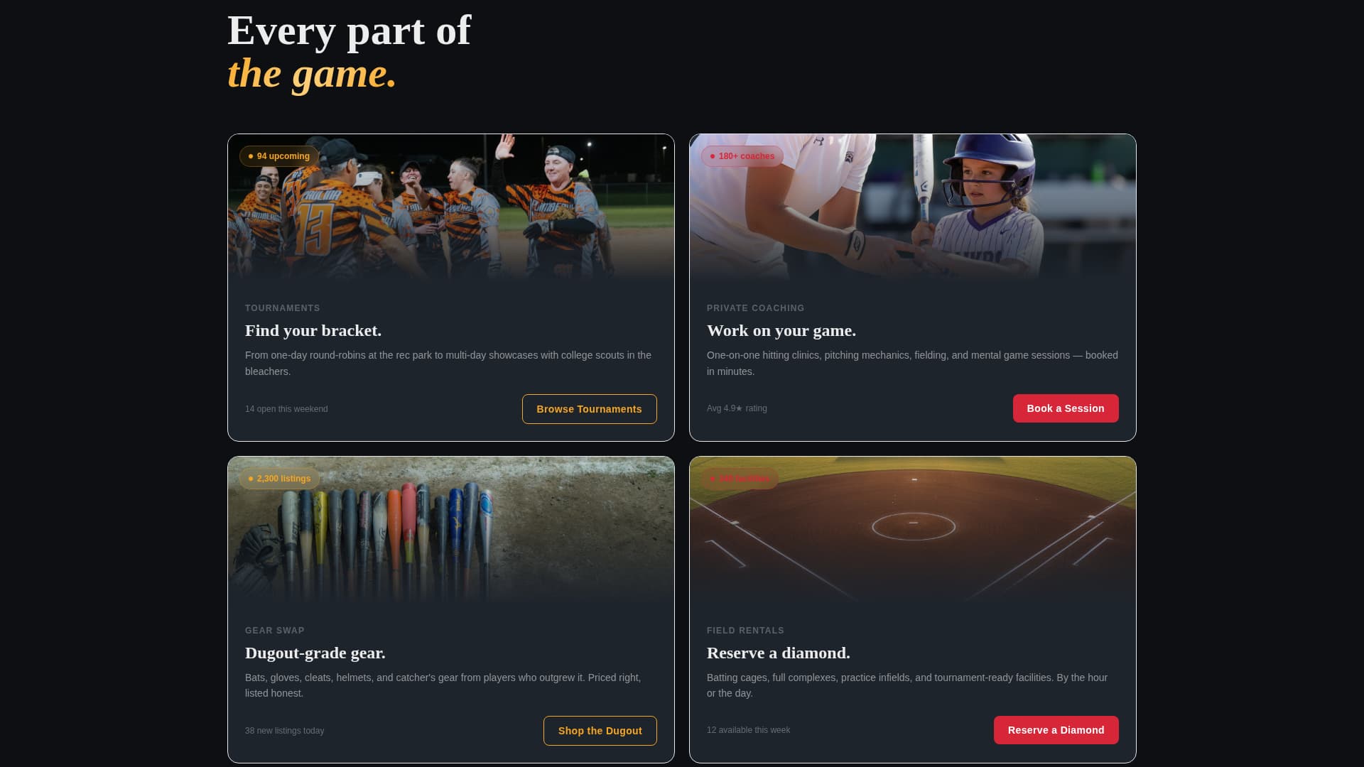 Diamond - Electric Softball Landing Page Template
