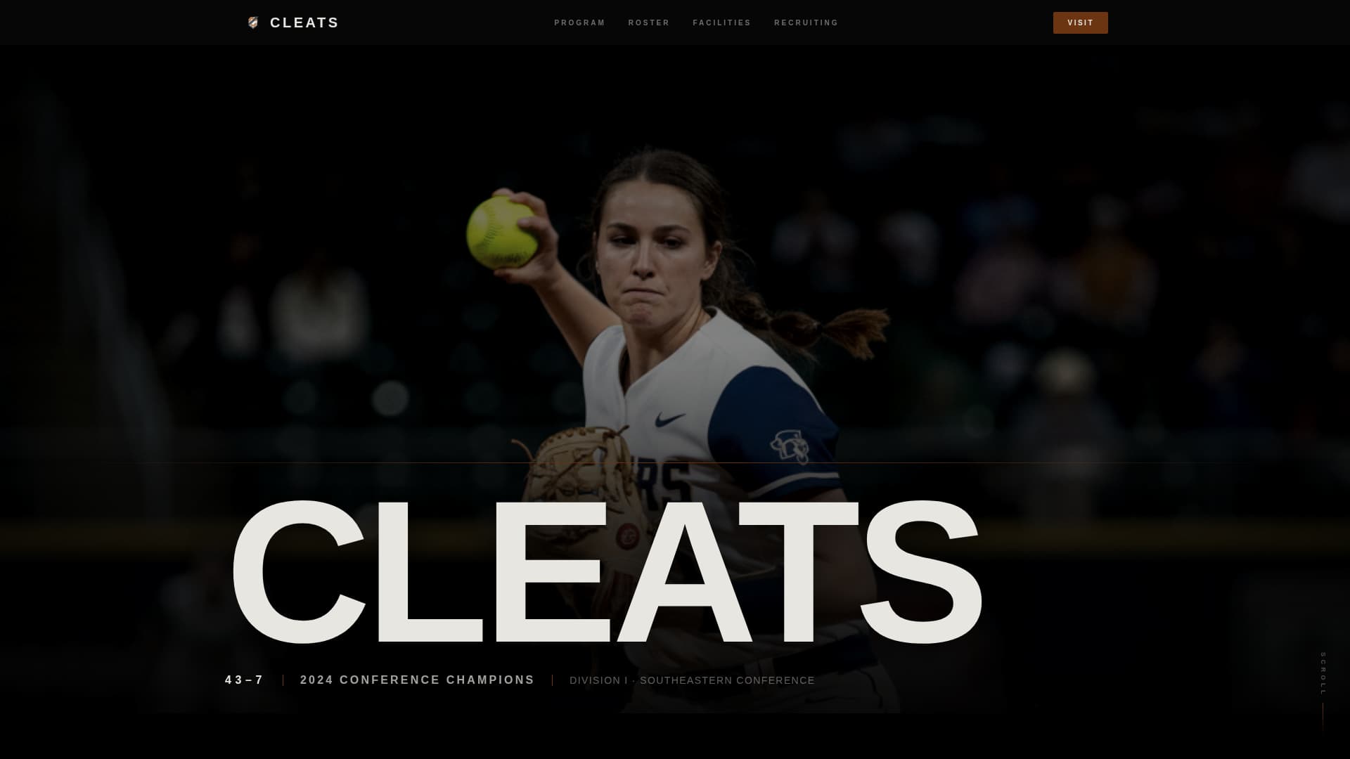 Cleats - Cinematic Softball Landing Page Template