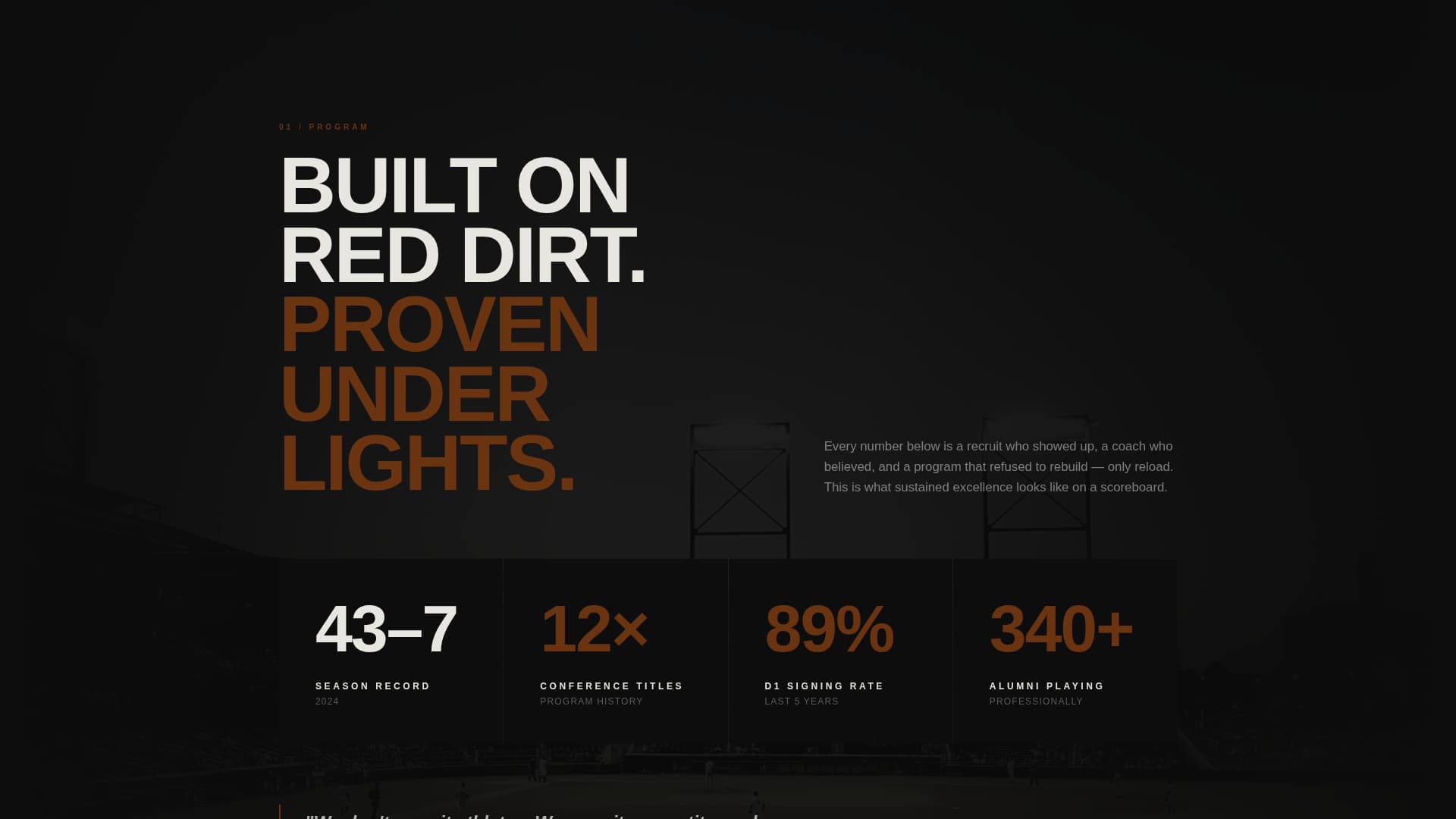 Cleats - Cinematic Softball Landing Page Template