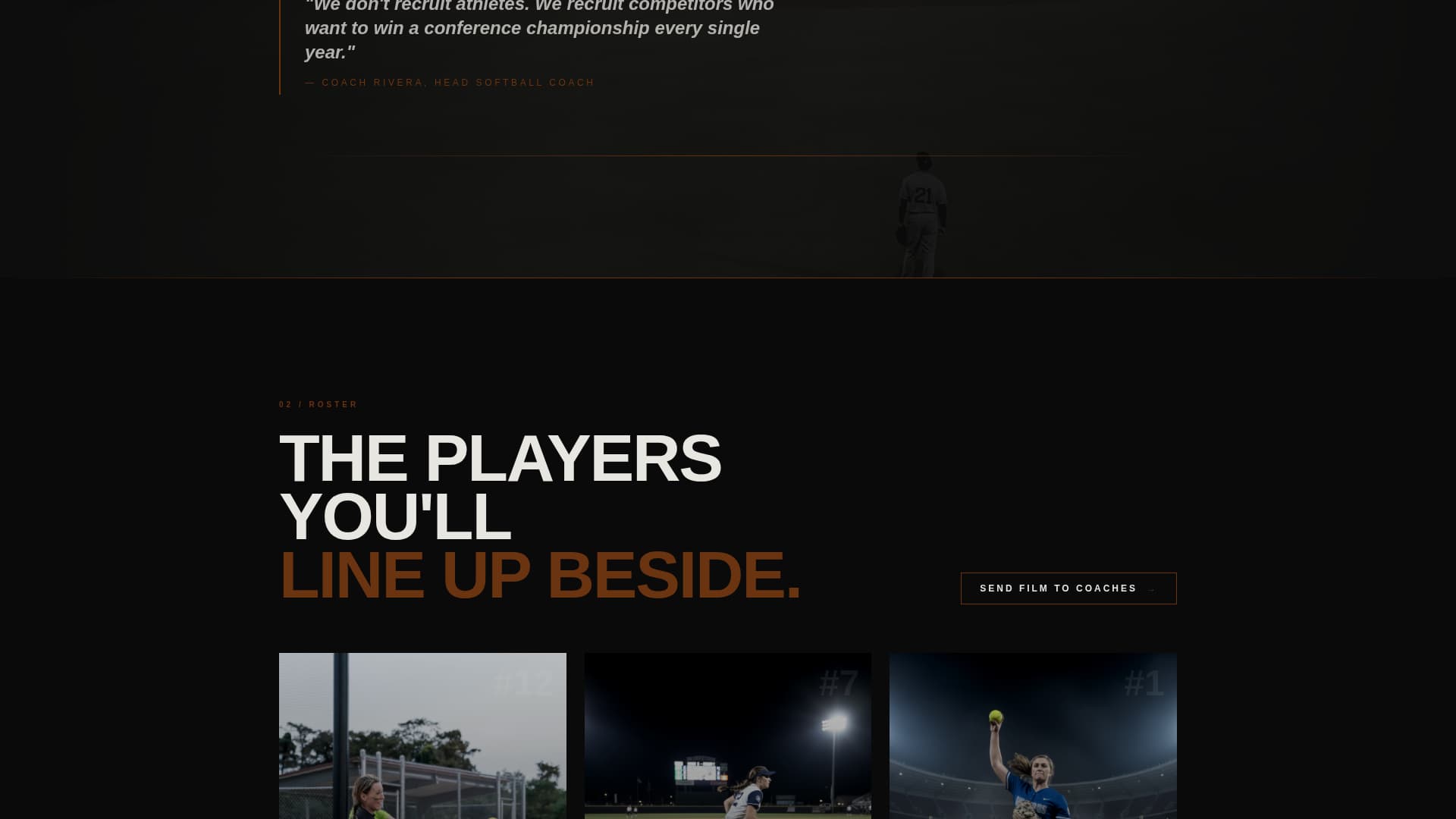Cleats - Cinematic Softball Landing Page Template