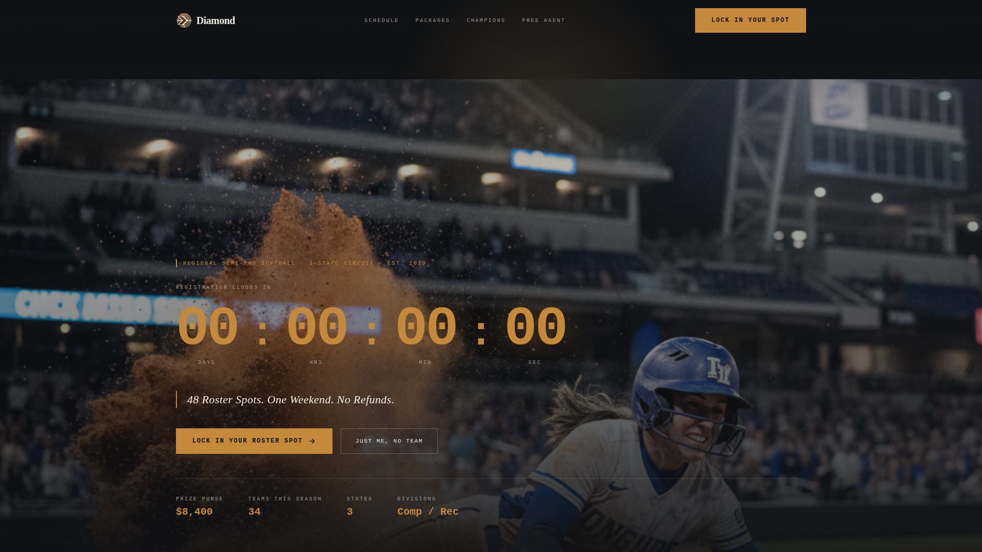 Diamond - Electrifying Softball Landing Page Template