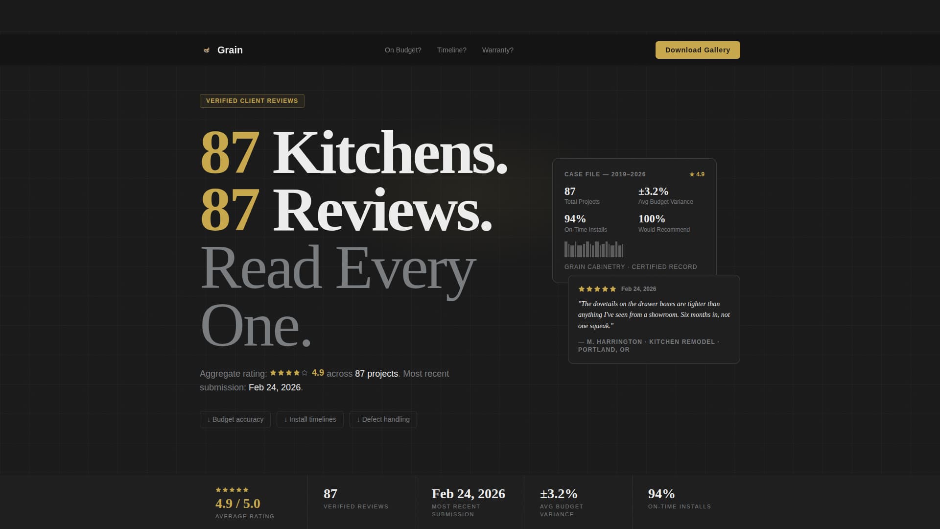 Grain - Verified Cabinetmaker Landing Page Template