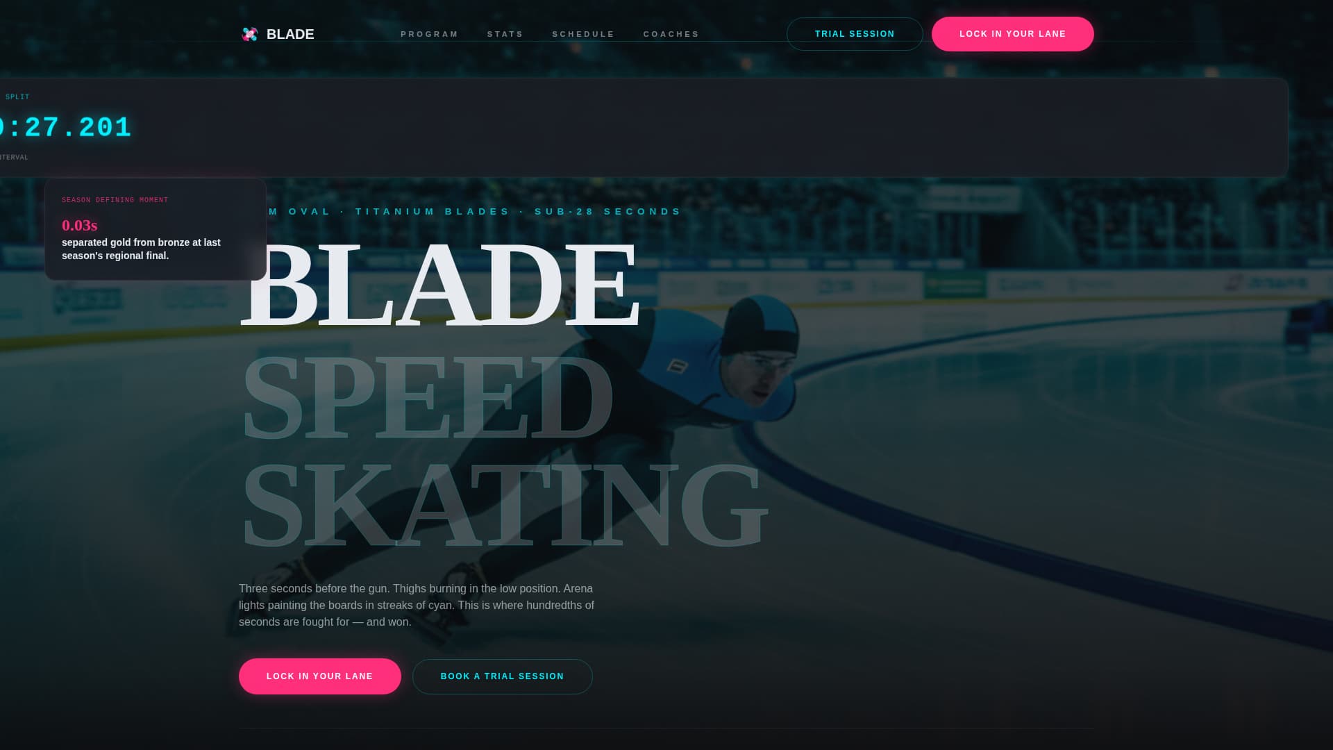 Blade - Electrifying Speedskating Landing Page Template