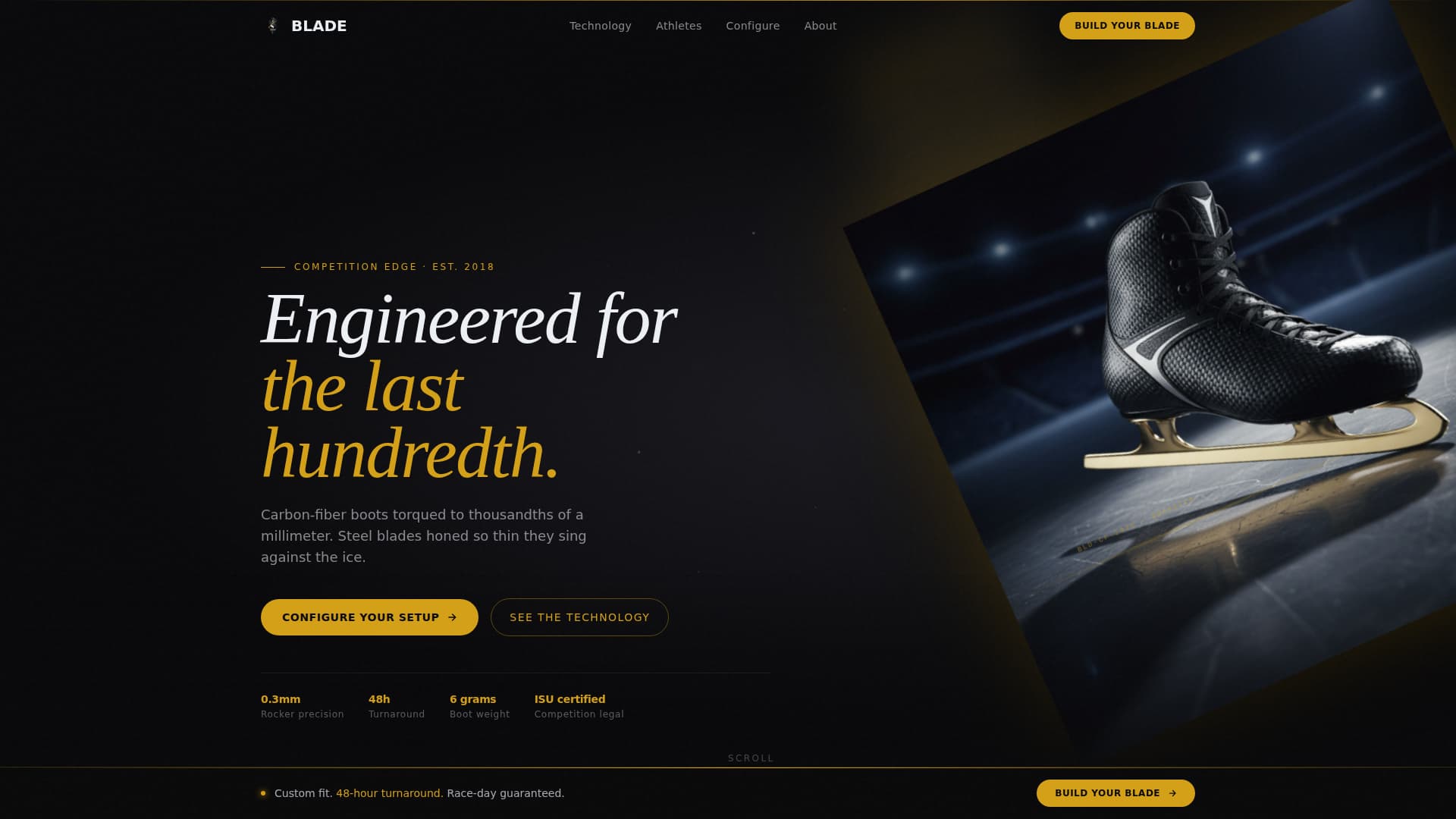 Blade - Cinematic Speedskating Landing Page Template