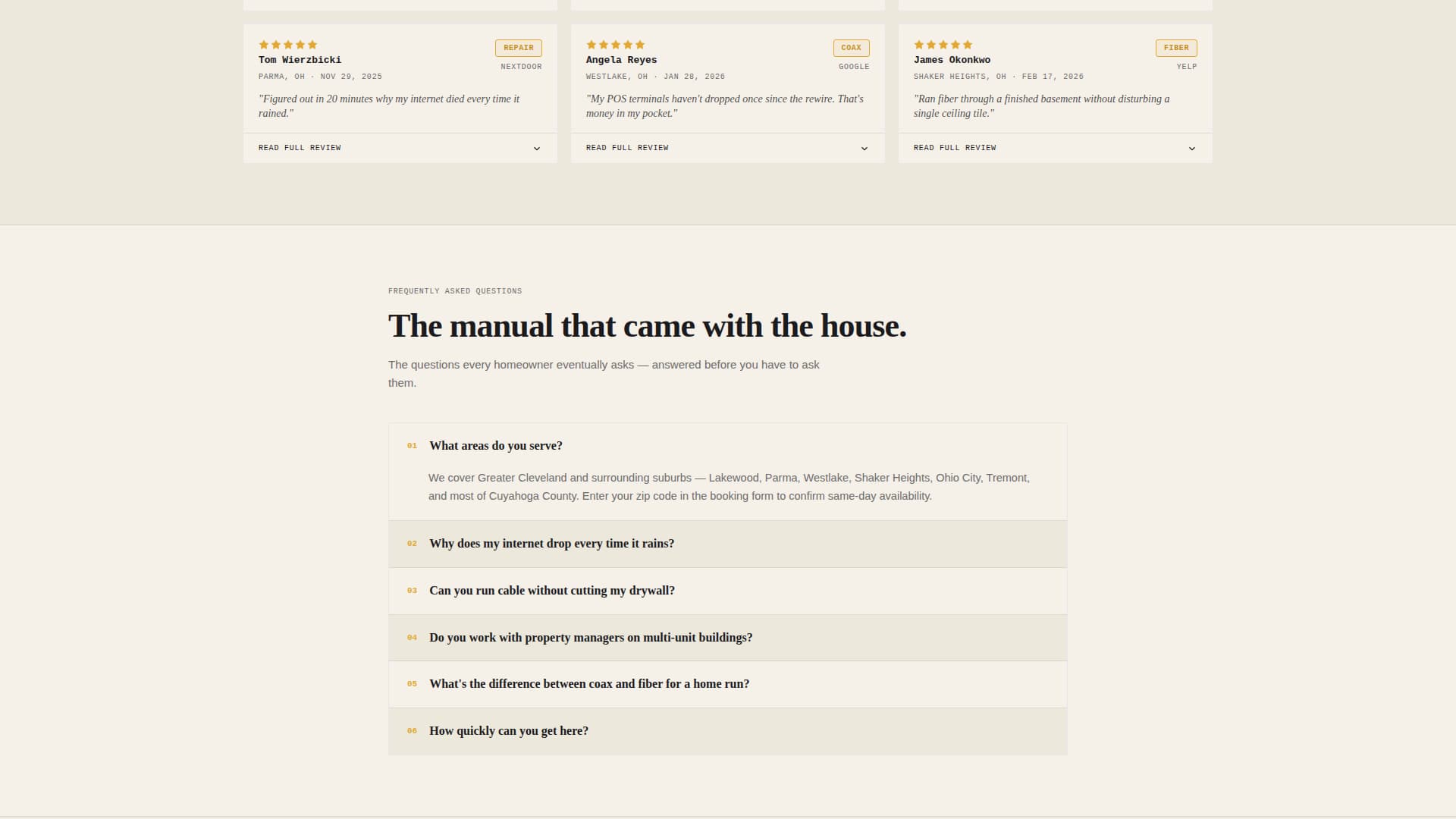 Cable Installer Business Booking Website Template