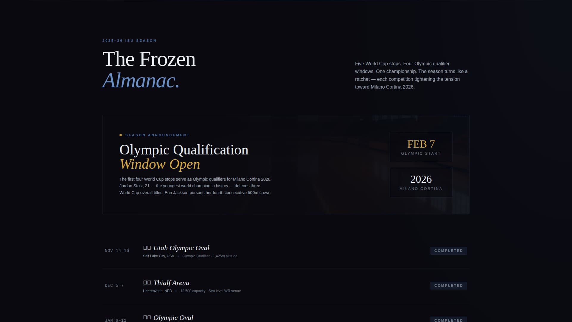 Glide — Cinematic Ice Sports Landing Page Template