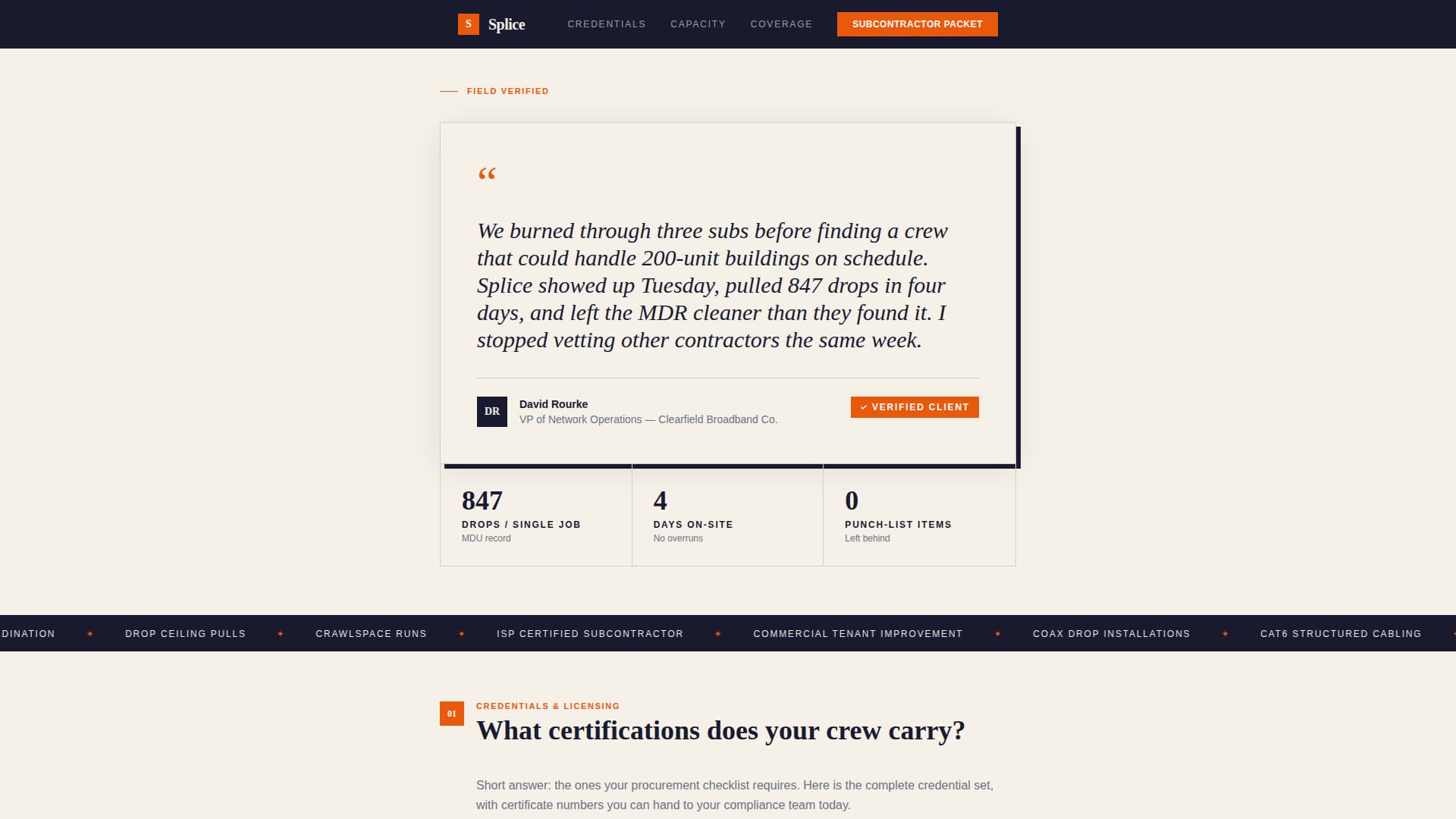 Cable Installer Business FAQ Website Template