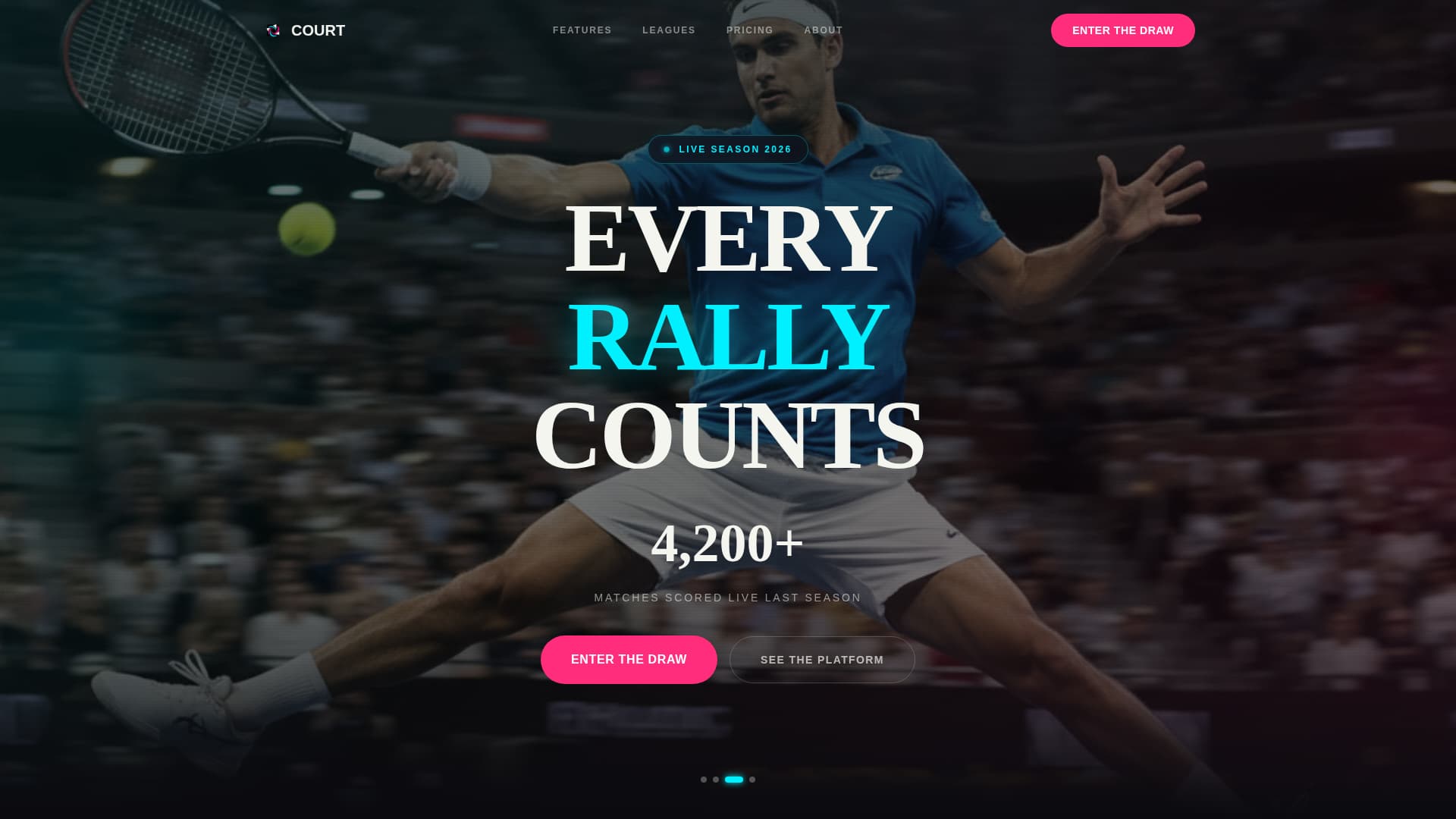 Court - Electric Racquetball Landing Page Template