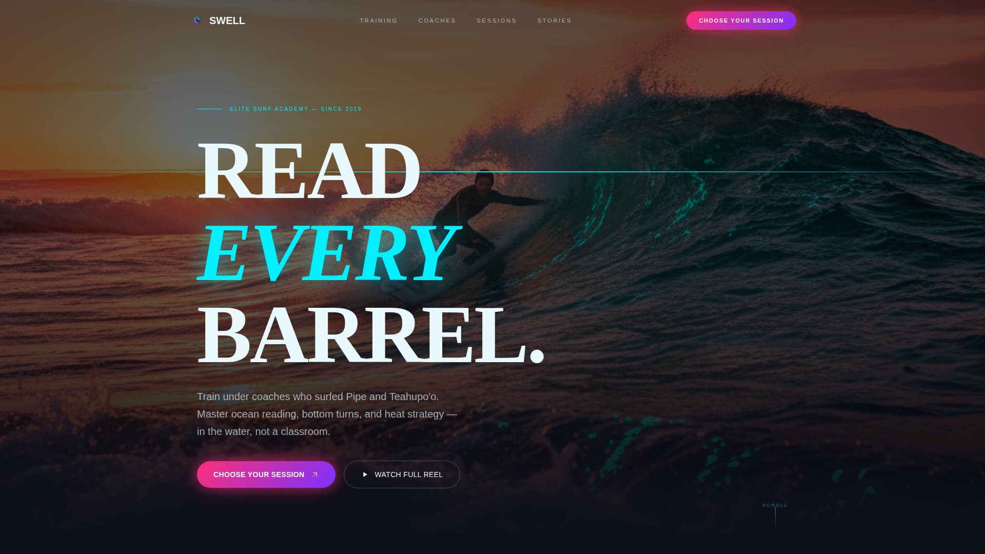 Swell - Electrifying Surfing Landing Page Template