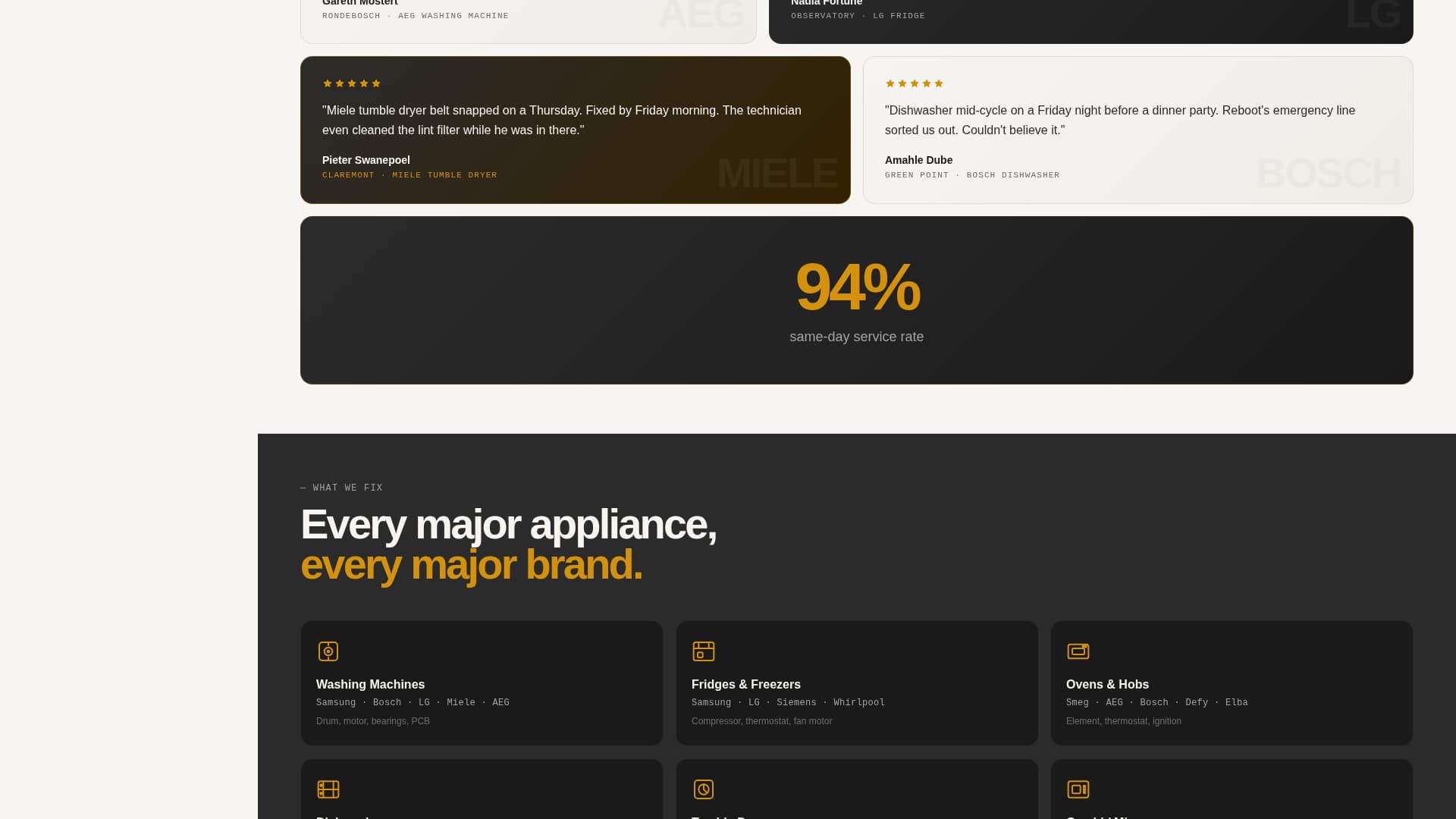 Reboot - Trusted Appliancerepair Landing Page Template