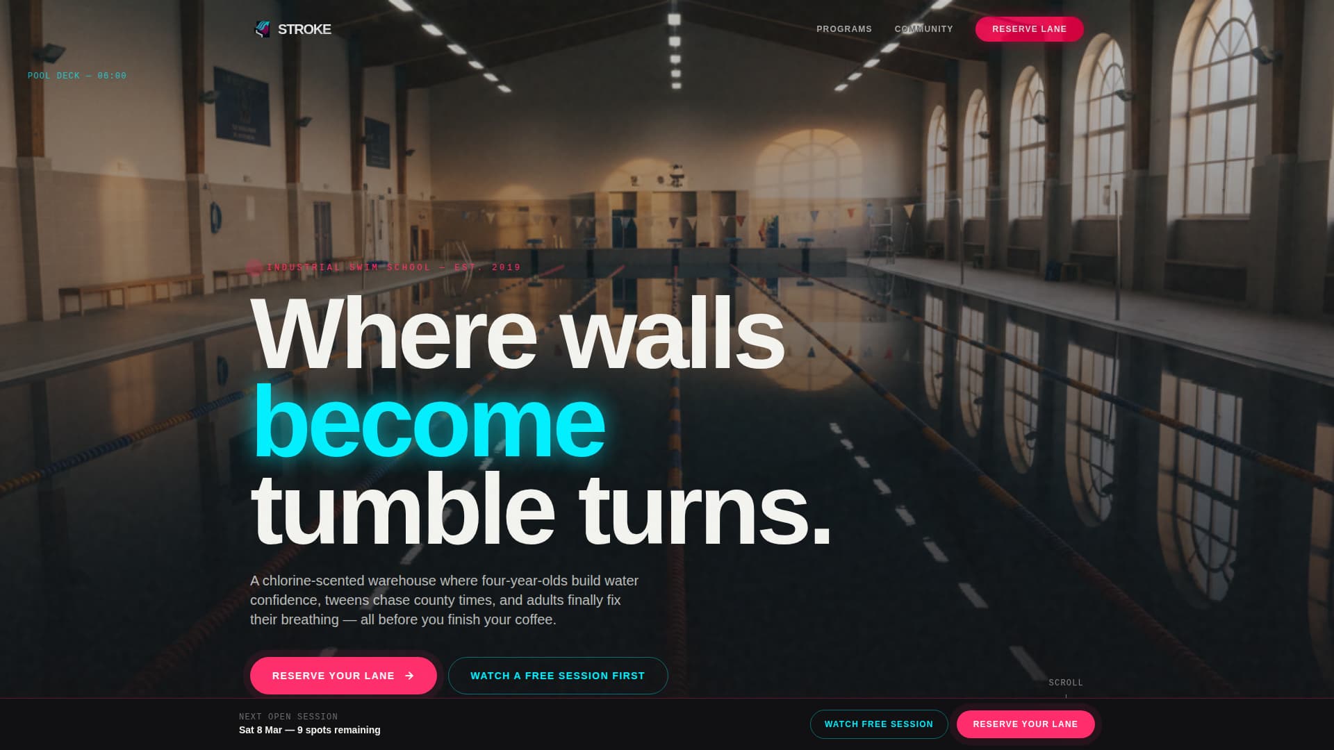 Stroke - Electrifying Swim School Landing Page Template